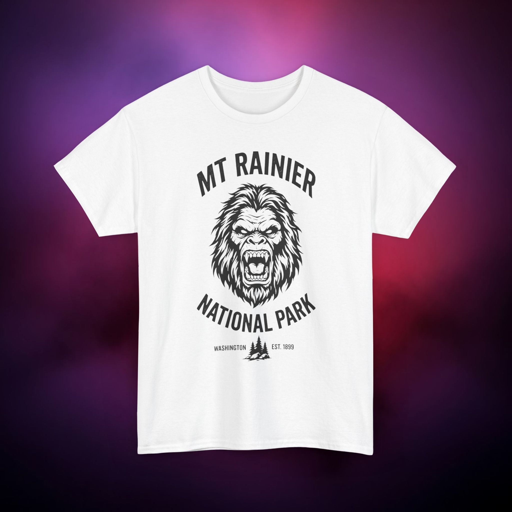 Bigfoot Mount Rainier T‑Shirt – Pacific Northwest Cryptid | Vintage National Park Style