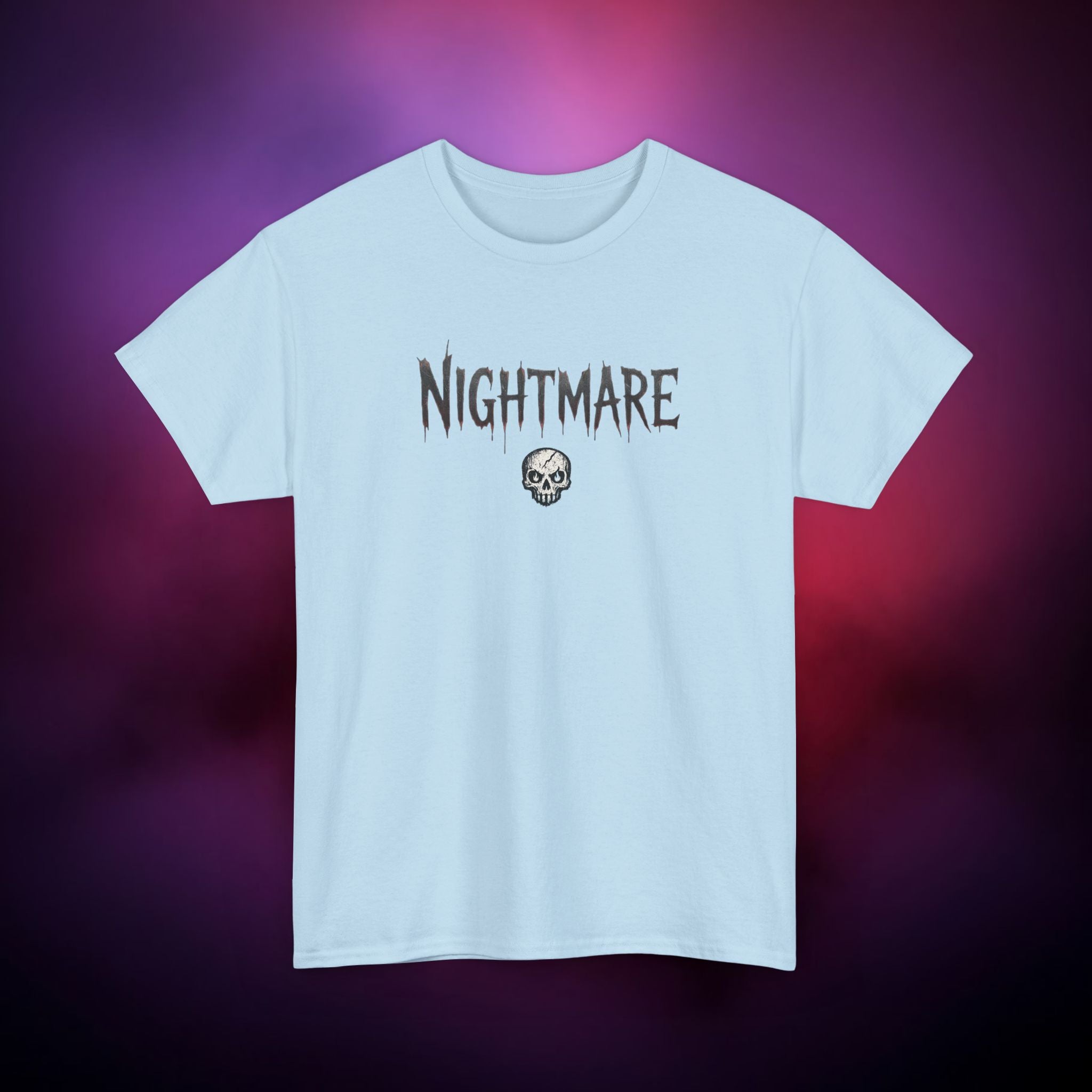Nightmare Skull T-Shirt – Minimalist Horror Graphic Tee | Gothic Text Dark Aesthetic Shirt | Spooky Halloween Horror Tee