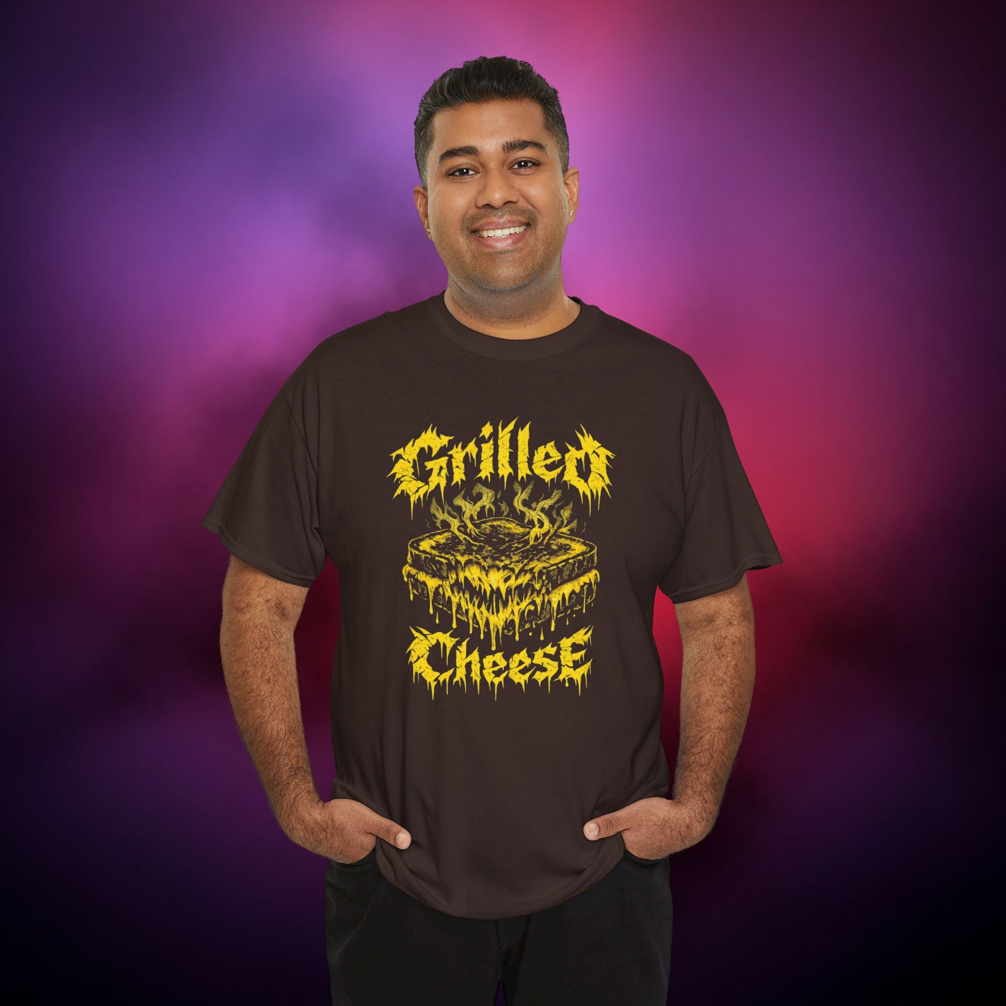 Grilled Cheese Horror T-Shirt – “Griller Cheese” Dark Humor Tee | Melting Gothic Food Parody Shirt | Funny Creepy Graphic Tee