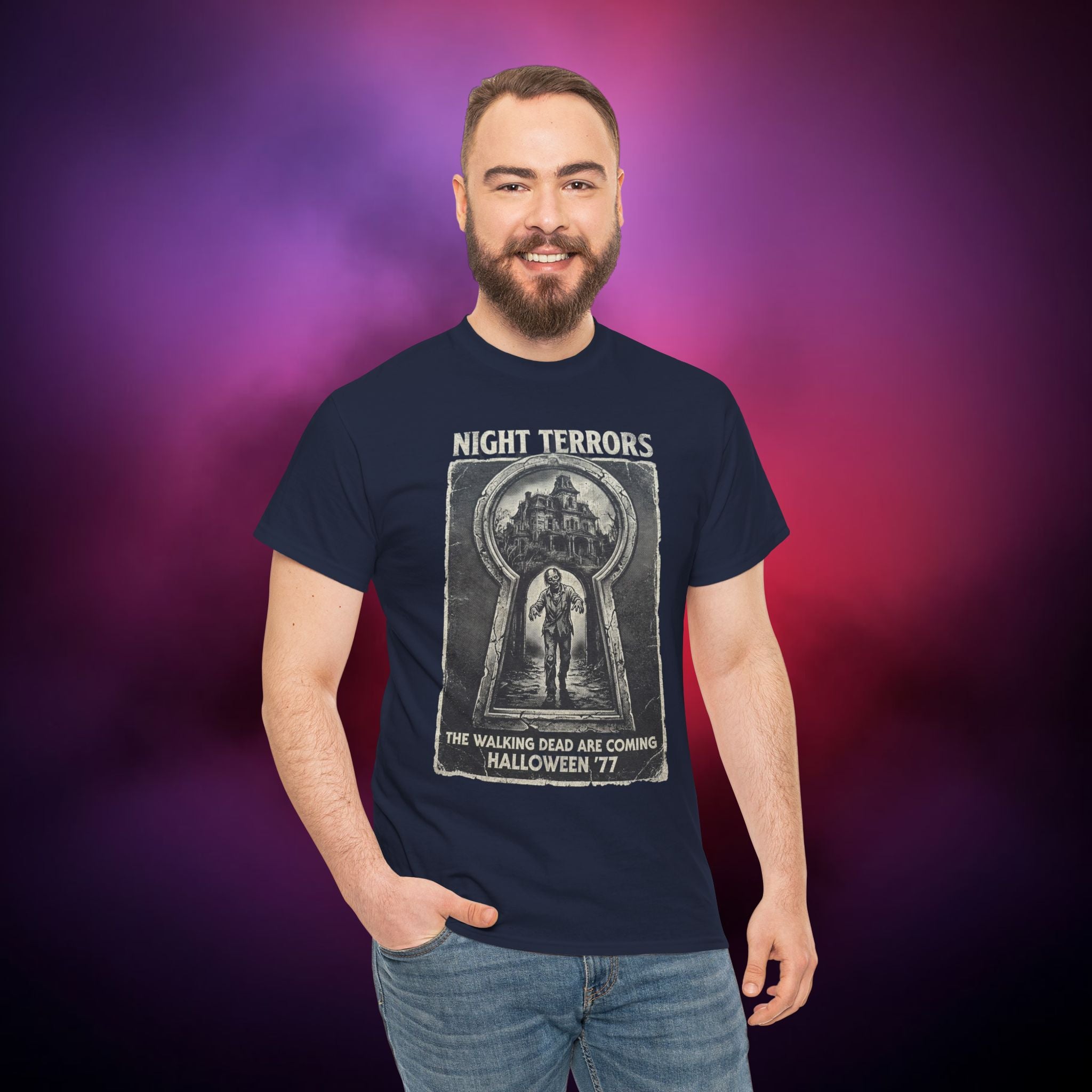 Night Terrors Horror T‑Shirt – Vintage Zombie Apocalypse | Halloween ’77