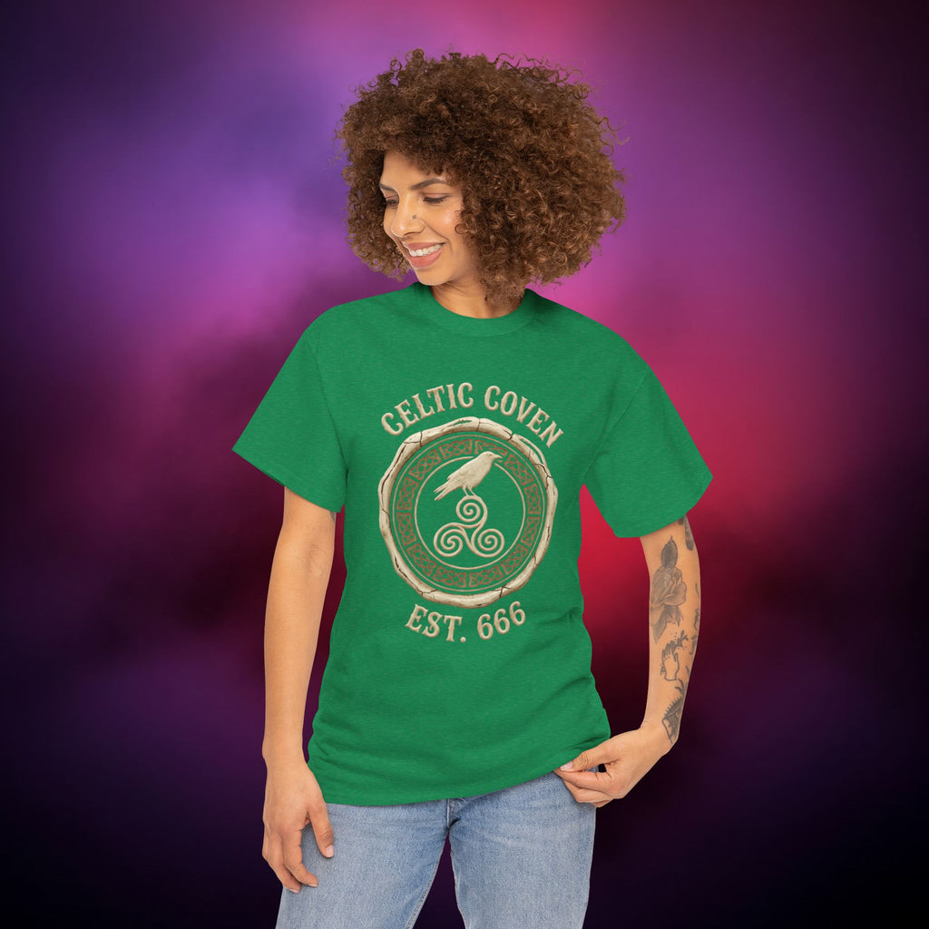 Celtic Coven T‑Shirt – Druidic Witch Sigil | Pagan Raven & Triskelion