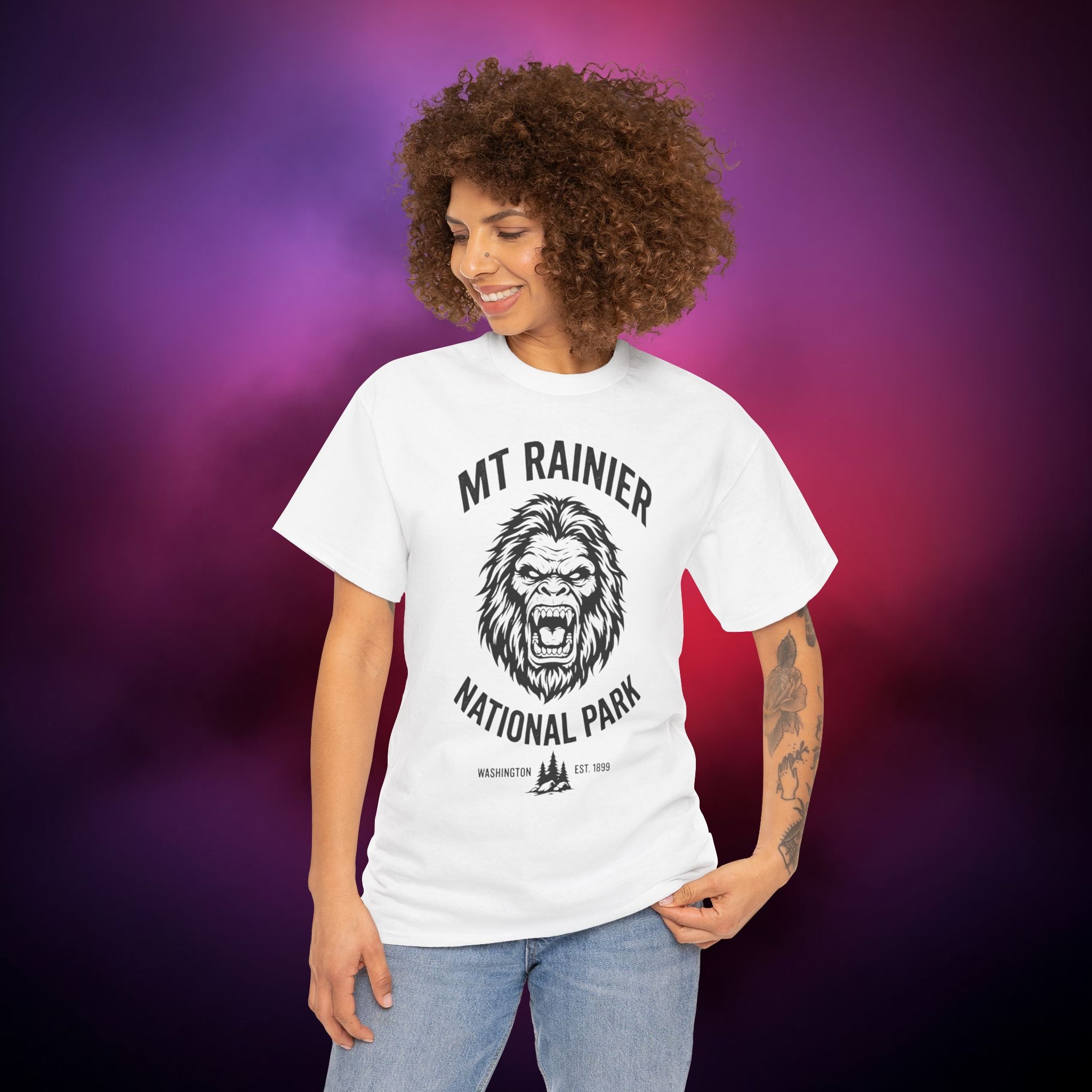 Bigfoot Mount Rainier T‑Shirt – Pacific Northwest Cryptid | Vintage National Park Style