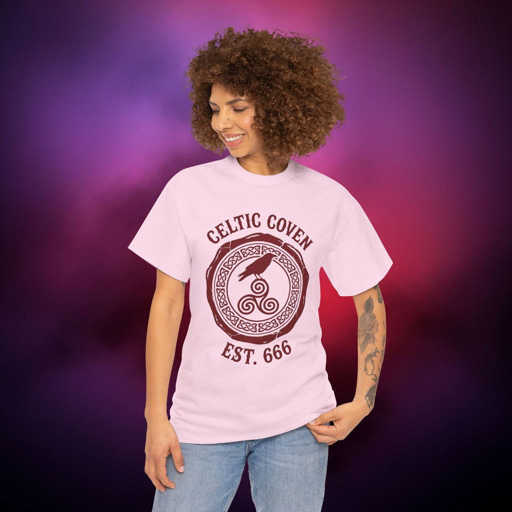 Celtic Coven T‑Shirt – Druidic Witch Sigil | Pagan Raven & Triskelion