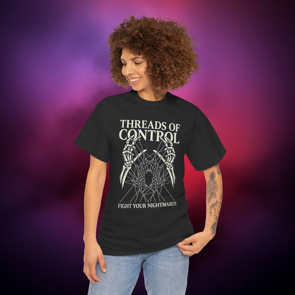 Threads of Control Arachnophobia T‑Shirt – Psychological Spider Horror Design