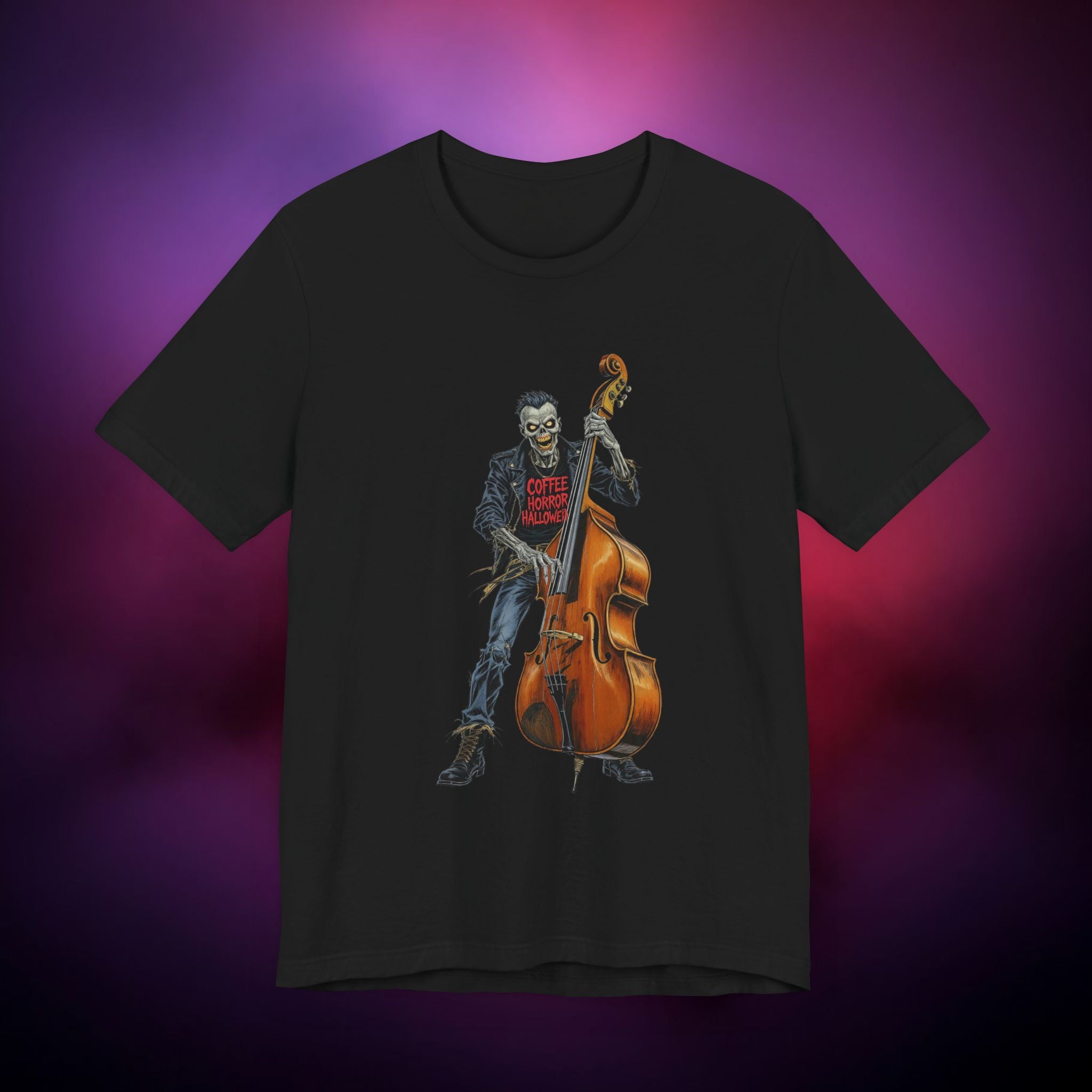 Skeleton Rockabilly Bass Player T-Shirt – Retro Gothic Music Tee