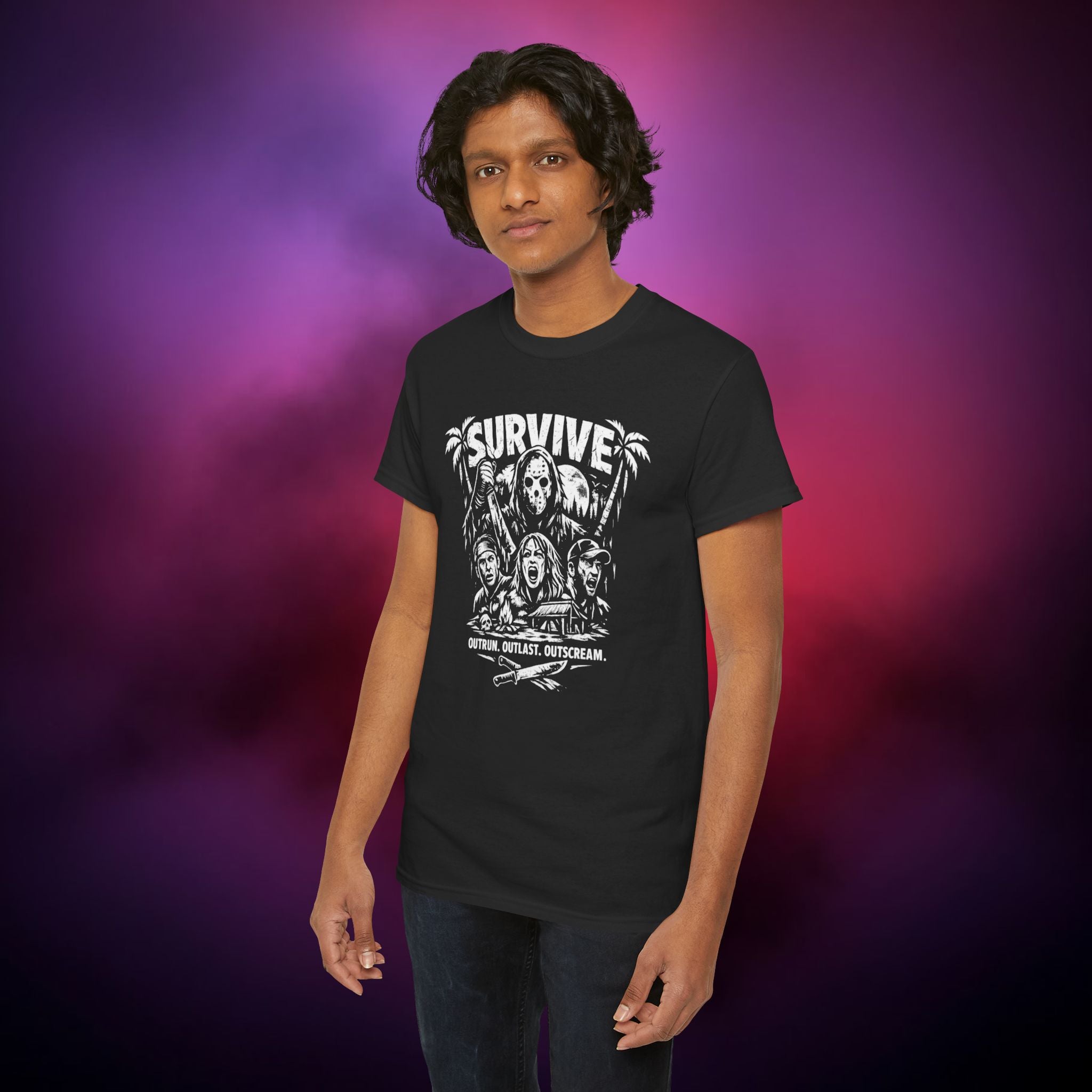 Survive Horror Movie Tee — Retro Villains & ‘Survive’ Graphic T‑Shirt