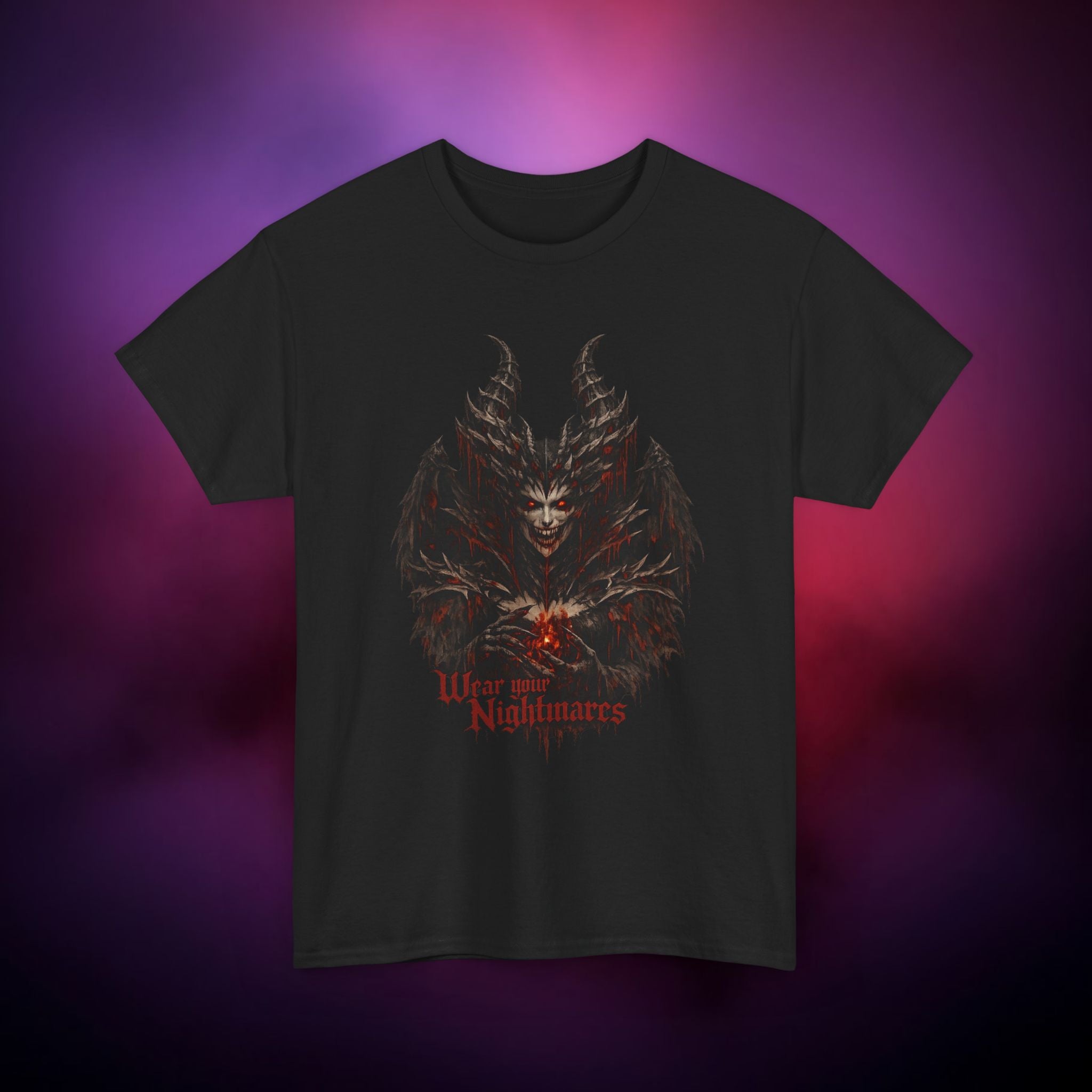 Wear Your Nightmares Demon T-Shirt – Dark Gothic Horror Graphic Tee | Hellish Demon Art Shirt | Occult Streetwear Black Tee