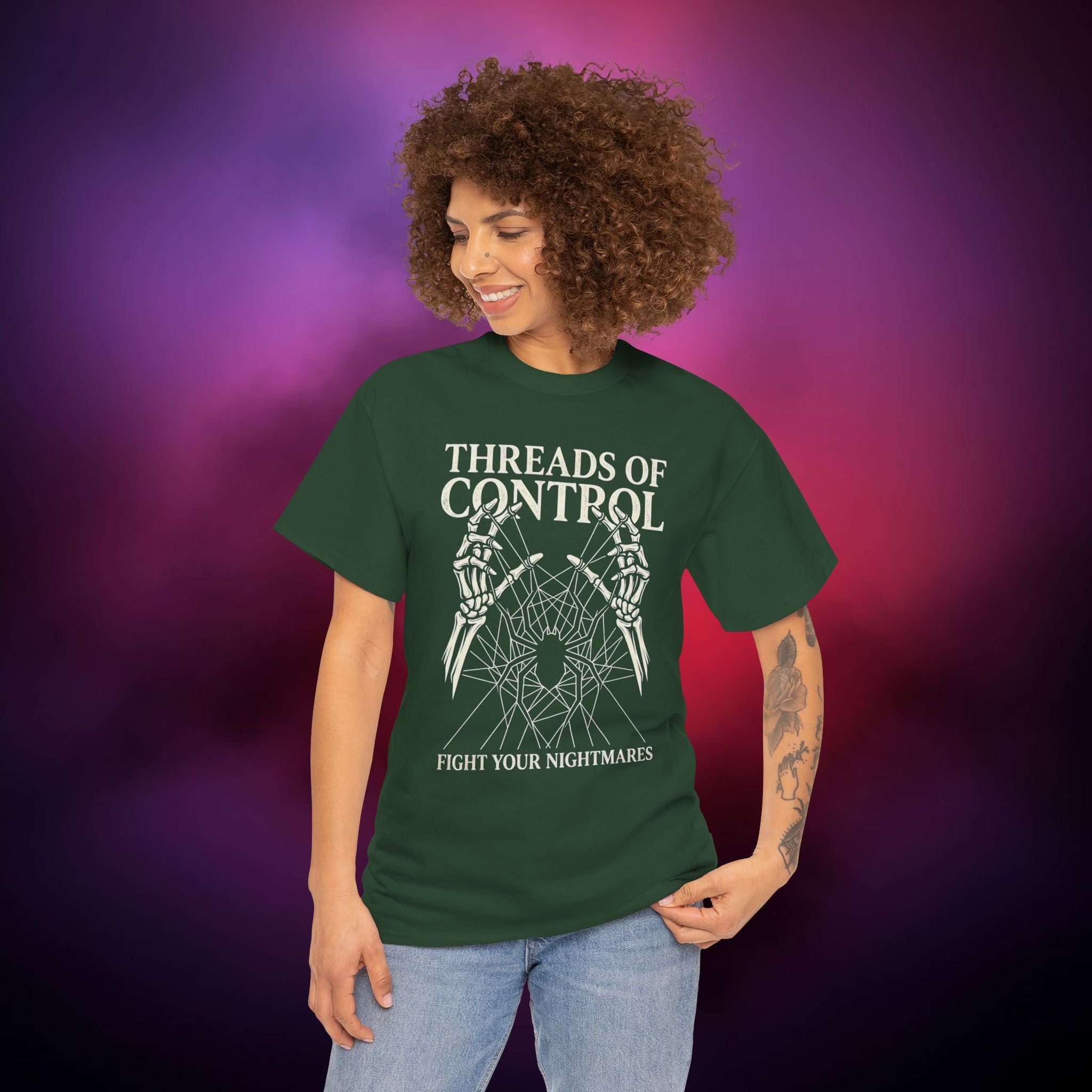 Threads of Control Arachnophobia T‑Shirt – Psychological Spider Horror Design