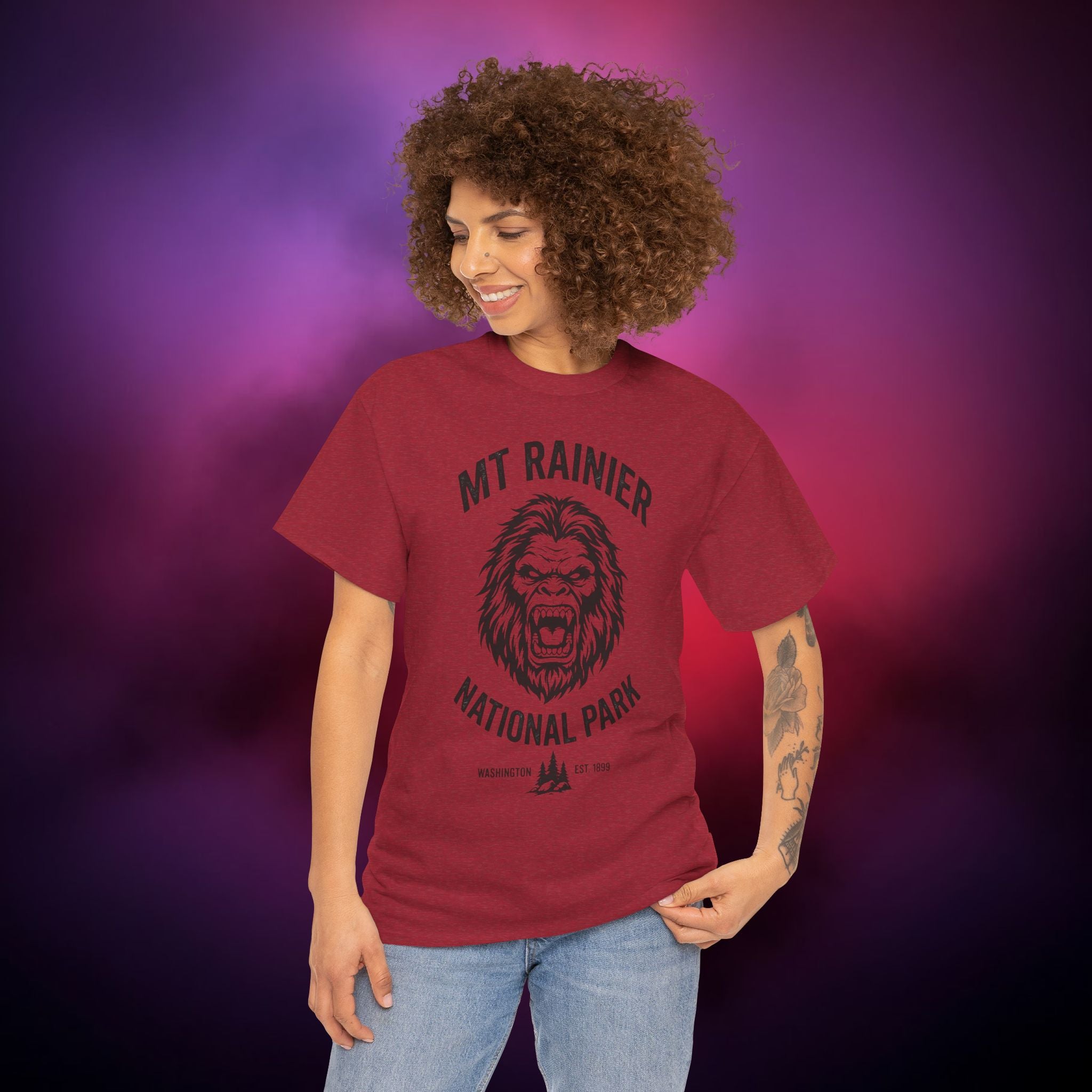 Bigfoot Mount Rainier T‑Shirt – Pacific Northwest Cryptid | Vintage National Park Style