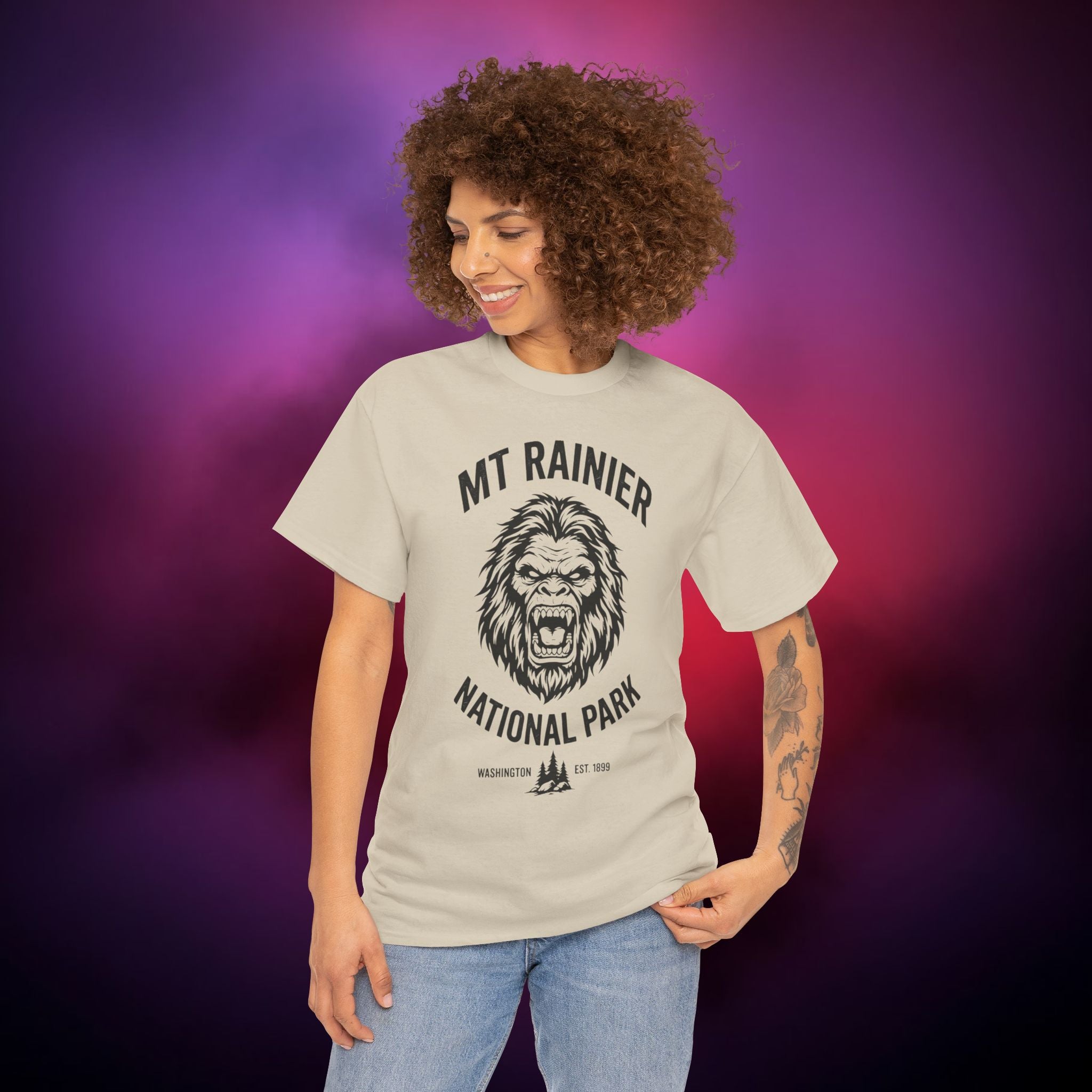 Bigfoot Mount Rainier T‑Shirt – Pacific Northwest Cryptid | Vintage National Park Style