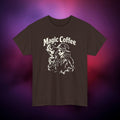 Magic Coffee Witch T-Shirt | Witchy Coffee Lover Tee with Cat | Gothic Aesthetic Graphic Shirt | Witchcore Unisex Apparel