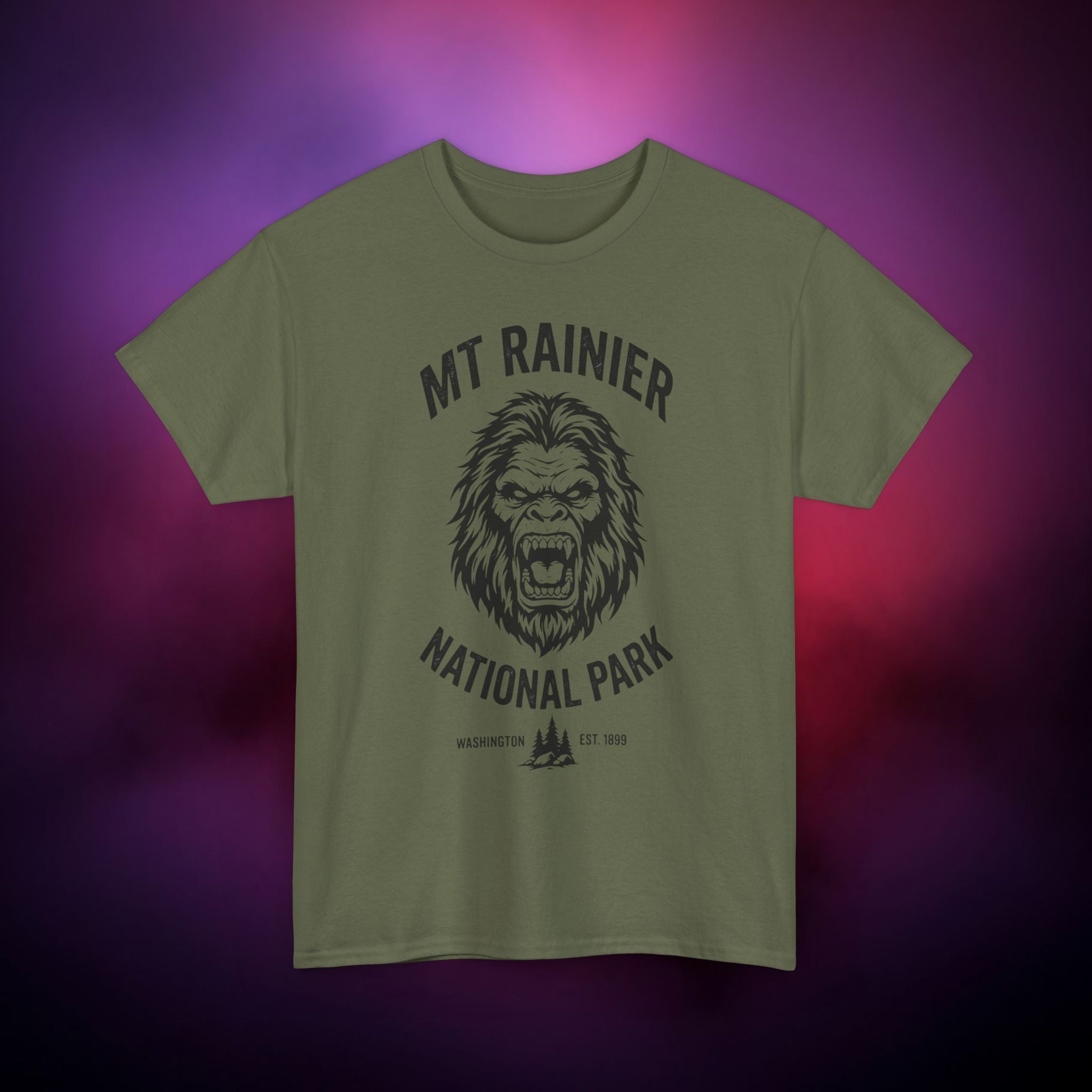 Bigfoot Mount Rainier T‑Shirt – Pacific Northwest Cryptid | Vintage National Park Style