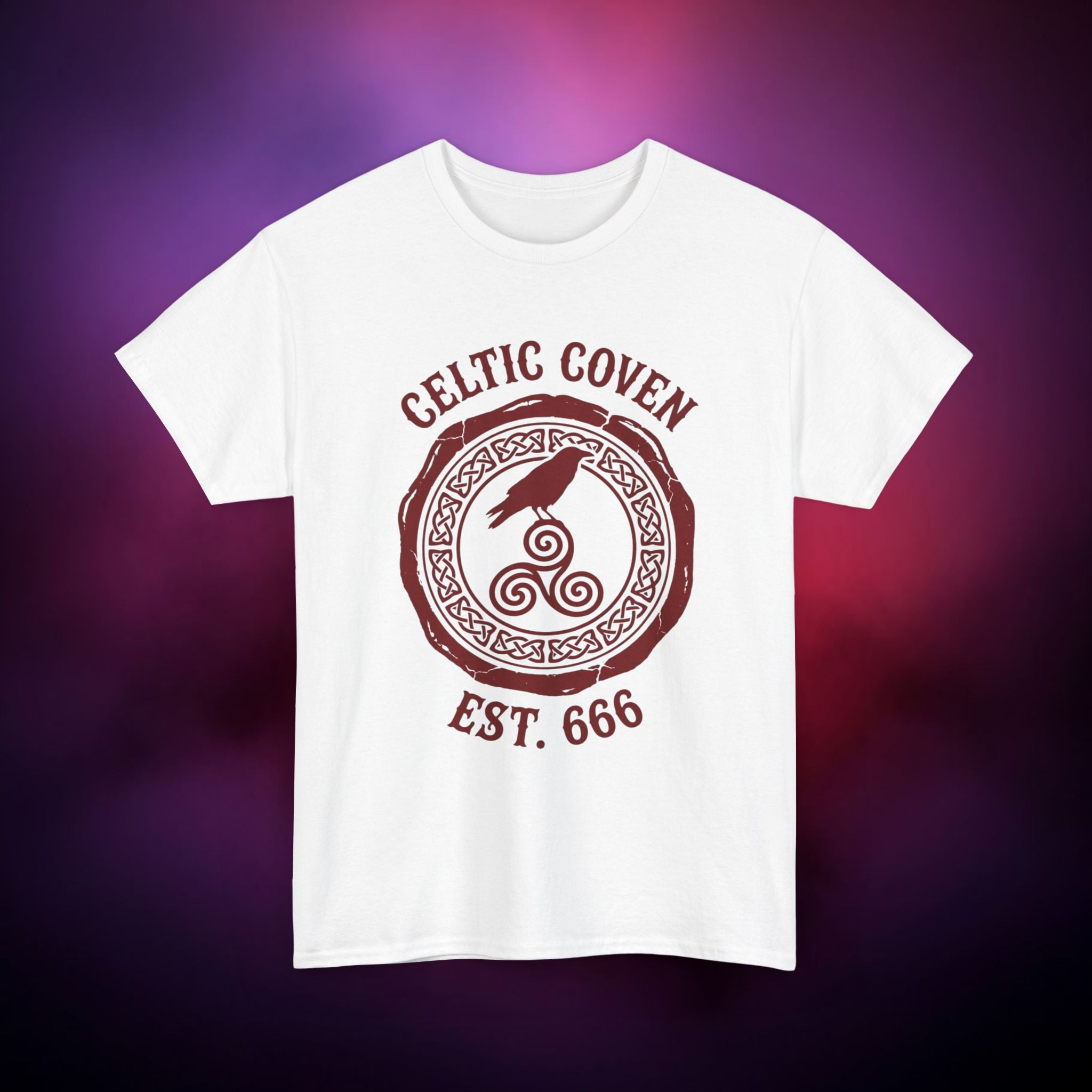 Celtic Coven T‑Shirt – Druidic Witch Sigil | Pagan Raven & Triskelion