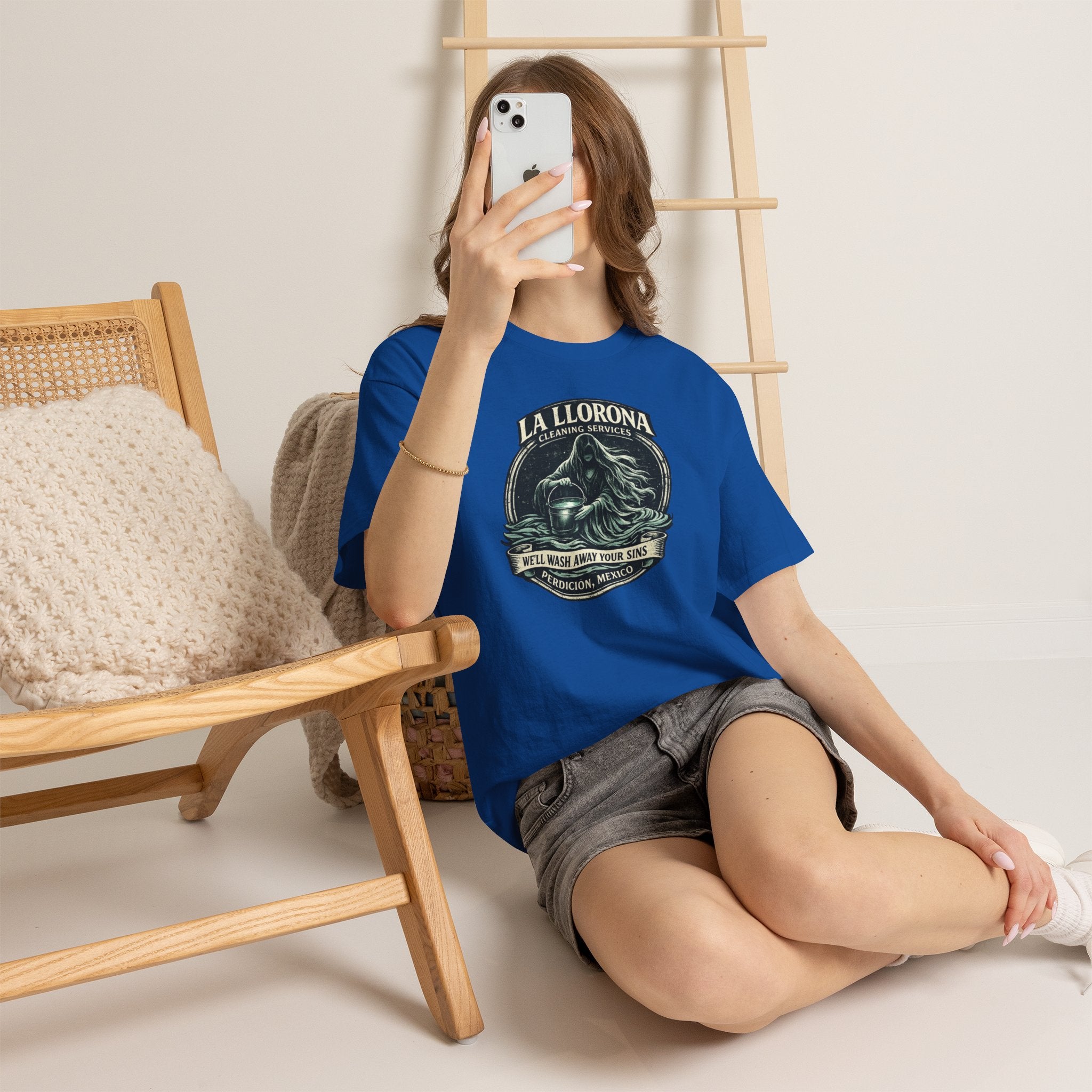 La Llorona Cleaning Services T-Shirt – Mexican Folklore Horror Tee | Gothic Ghost Legend Shirt | Dark Humor Urban Legend Graphic