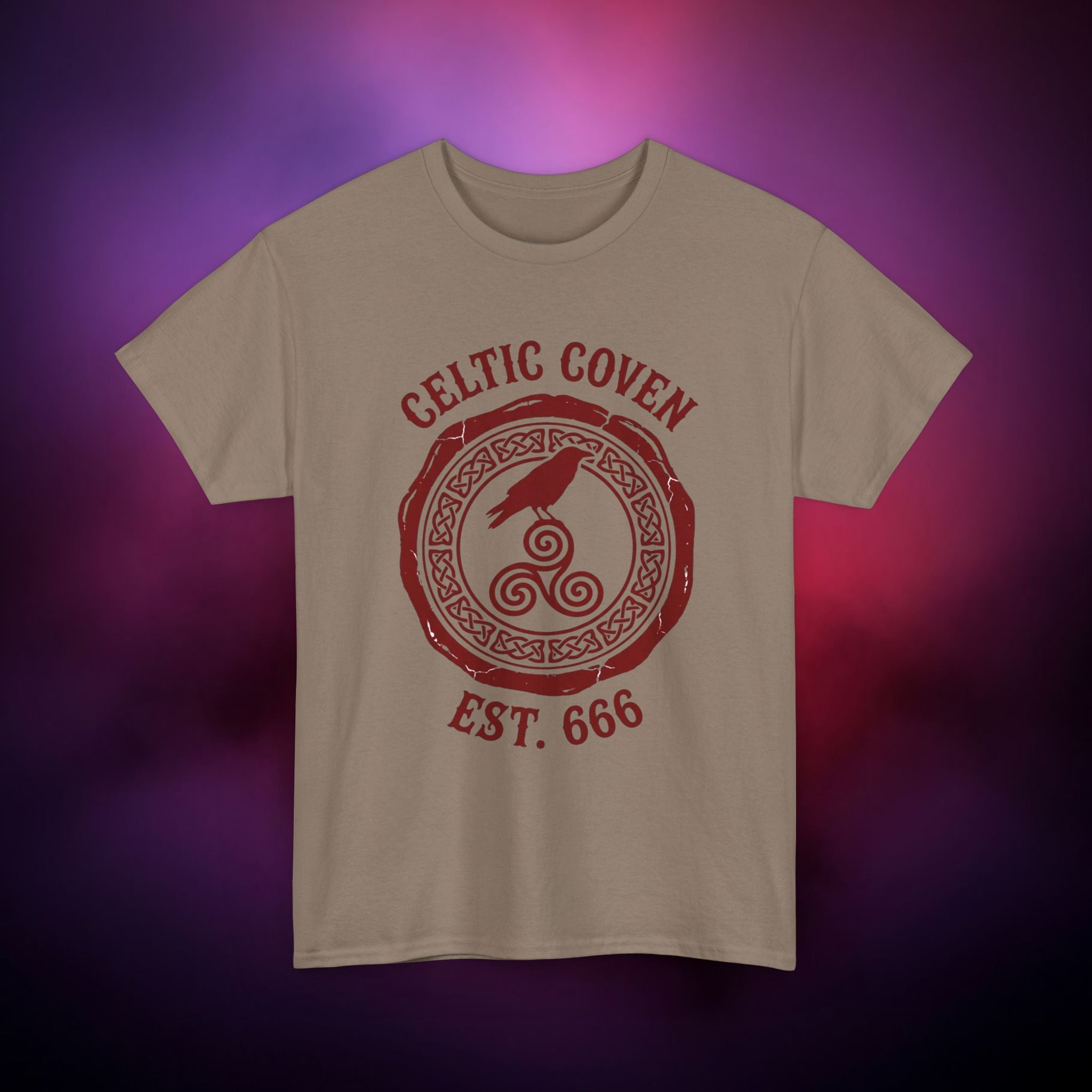 Celtic Coven T‑Shirt – Druidic Witch Sigil | Pagan Raven & Triskelion
