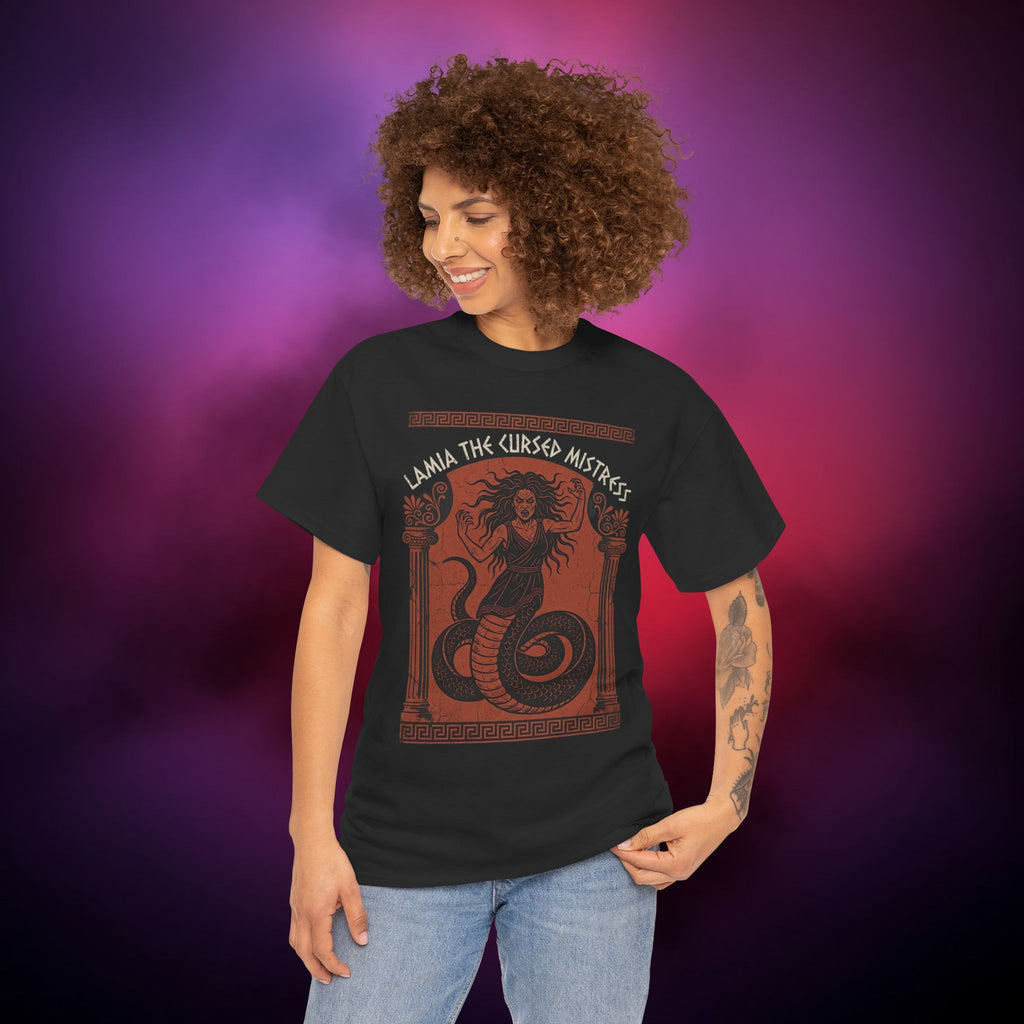 Lamia the Cursed Mistress T-Shirt — Dark Greek Mythical Snake Woman Graphic Tee