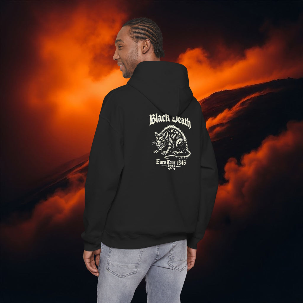 Black Death Plague Hoodie – Gothic Horror Rat Design | Medieval Euro Tour 1346 Sweatshirt | Dark Aesthetic Streetwear