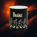 Brainz Zombie Crossing Ceramic Mug — Funny Halloween Coffee Cup (11oz)