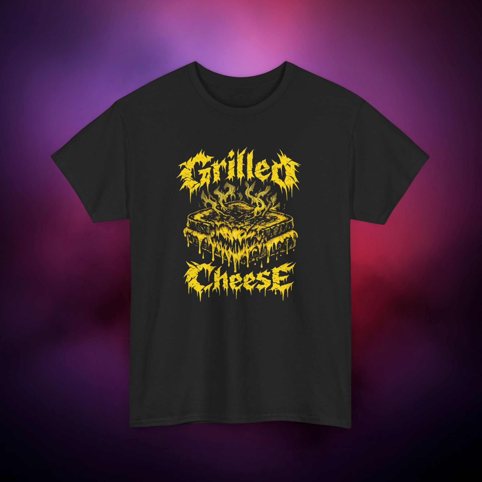 Grilled Cheese Horror T-Shirt – “Griller Cheese” Dark Humor Tee | Melting Gothic Food Parody Shirt | Funny Creepy Graphic Tee