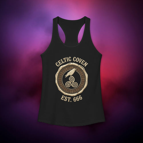 Celtic Coven Women’s Racerback Tank – Druidic Witch Sigil | Pagan Apparel