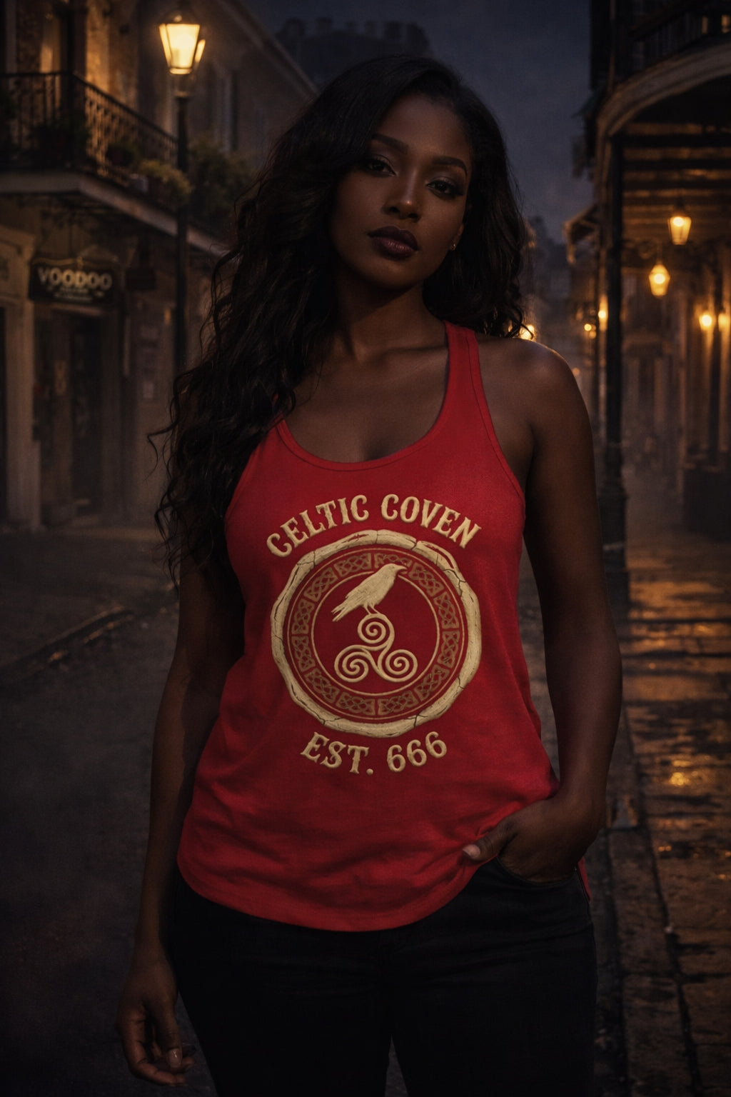 Women's Celtic Coven Racerback Tank – Druidic Witch Sigil | Pagan Apparel