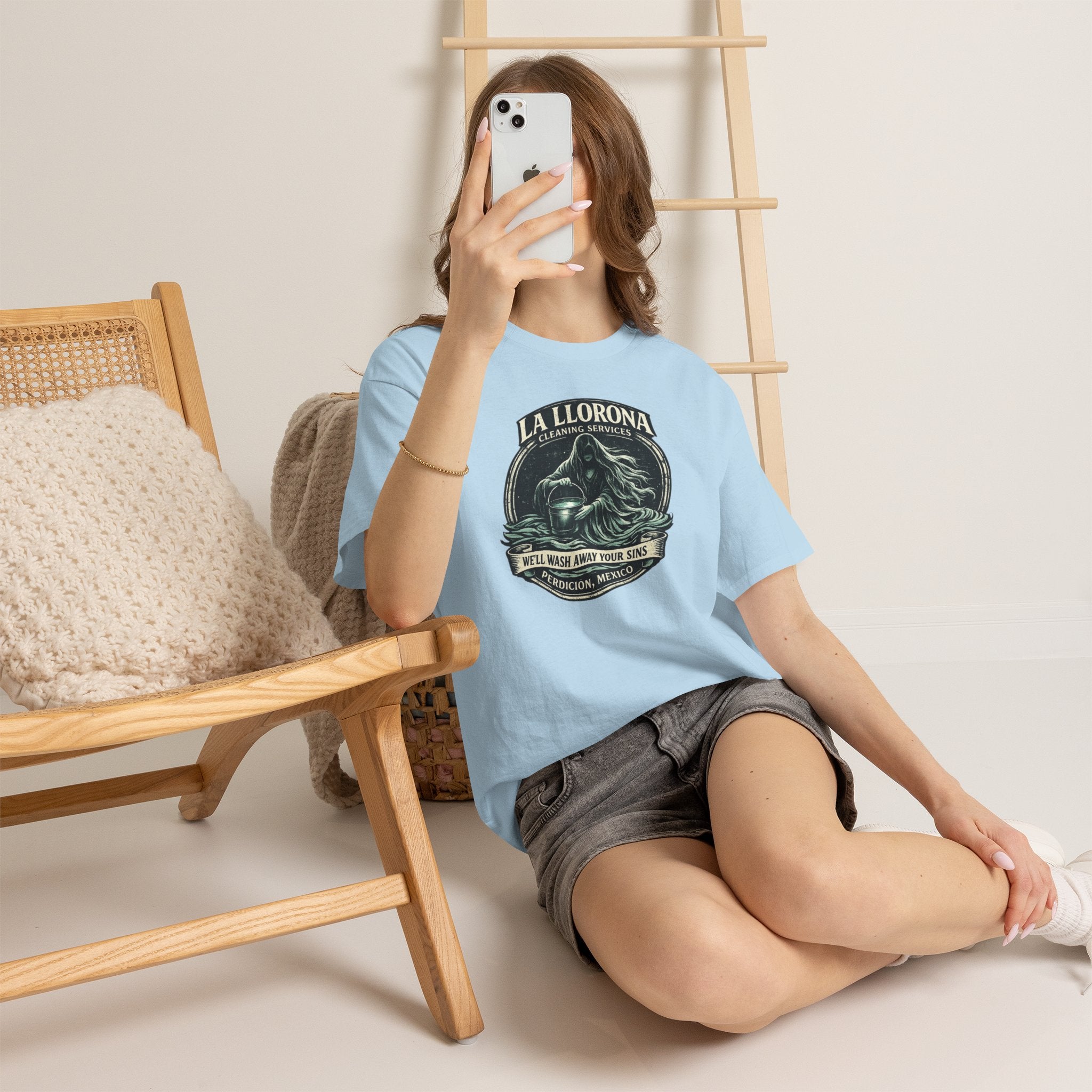 La Llorona Cleaning Services T-Shirt – Mexican Folklore Horror Tee | Gothic Ghost Legend Shirt | Dark Humor Urban Legend Graphic