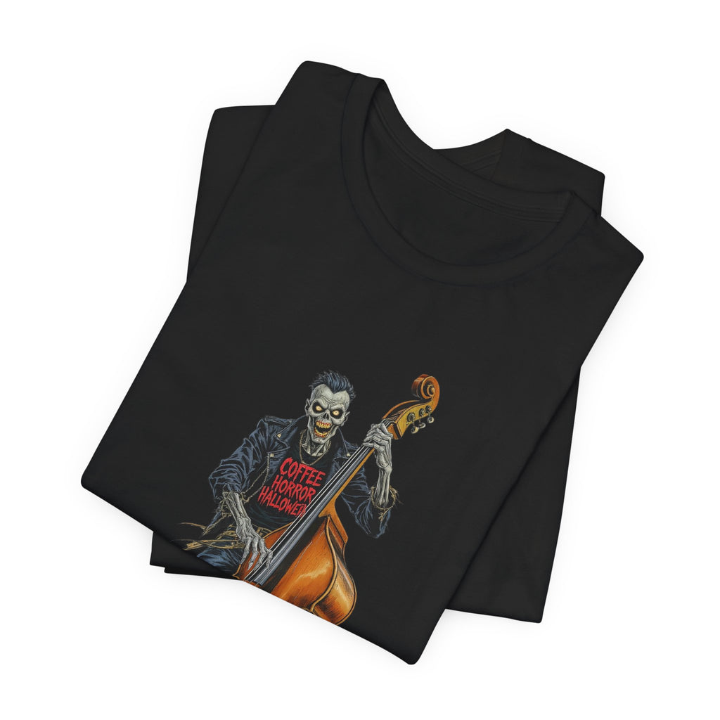 Skeleton Rockabilly Bass Player T-Shirt – Retro Gothic Music Tee