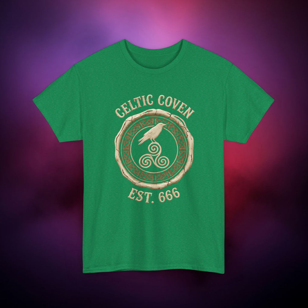 Celtic Coven T‑Shirt – Druidic Witch Sigil | Pagan Raven & Triskelion