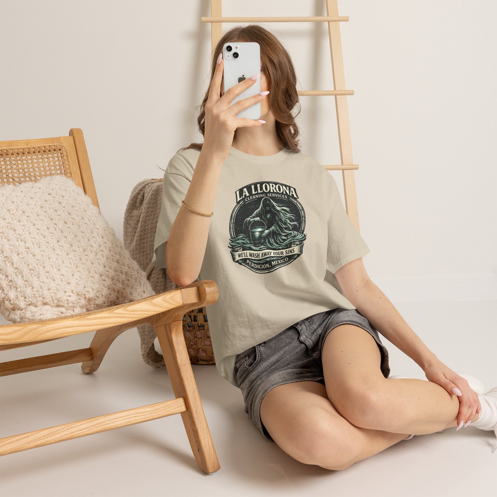 La Llorona Cleaning Services T-Shirt – Mexican Folklore Horror Tee | Gothic Ghost Legend Shirt | Dark Humor Urban Legend Graphic