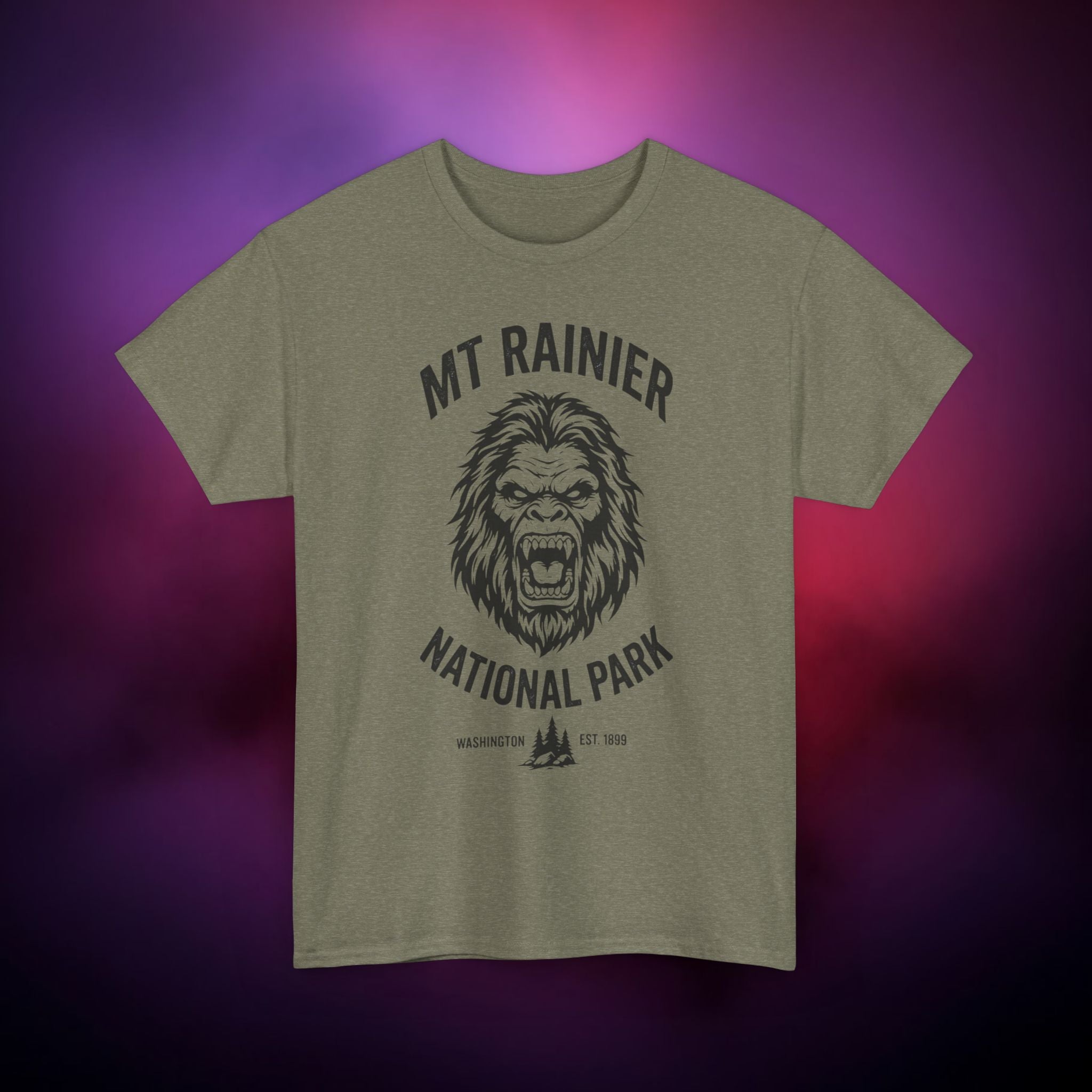 Bigfoot Mount Rainier T‑Shirt – Pacific Northwest Cryptid | Vintage National Park Style