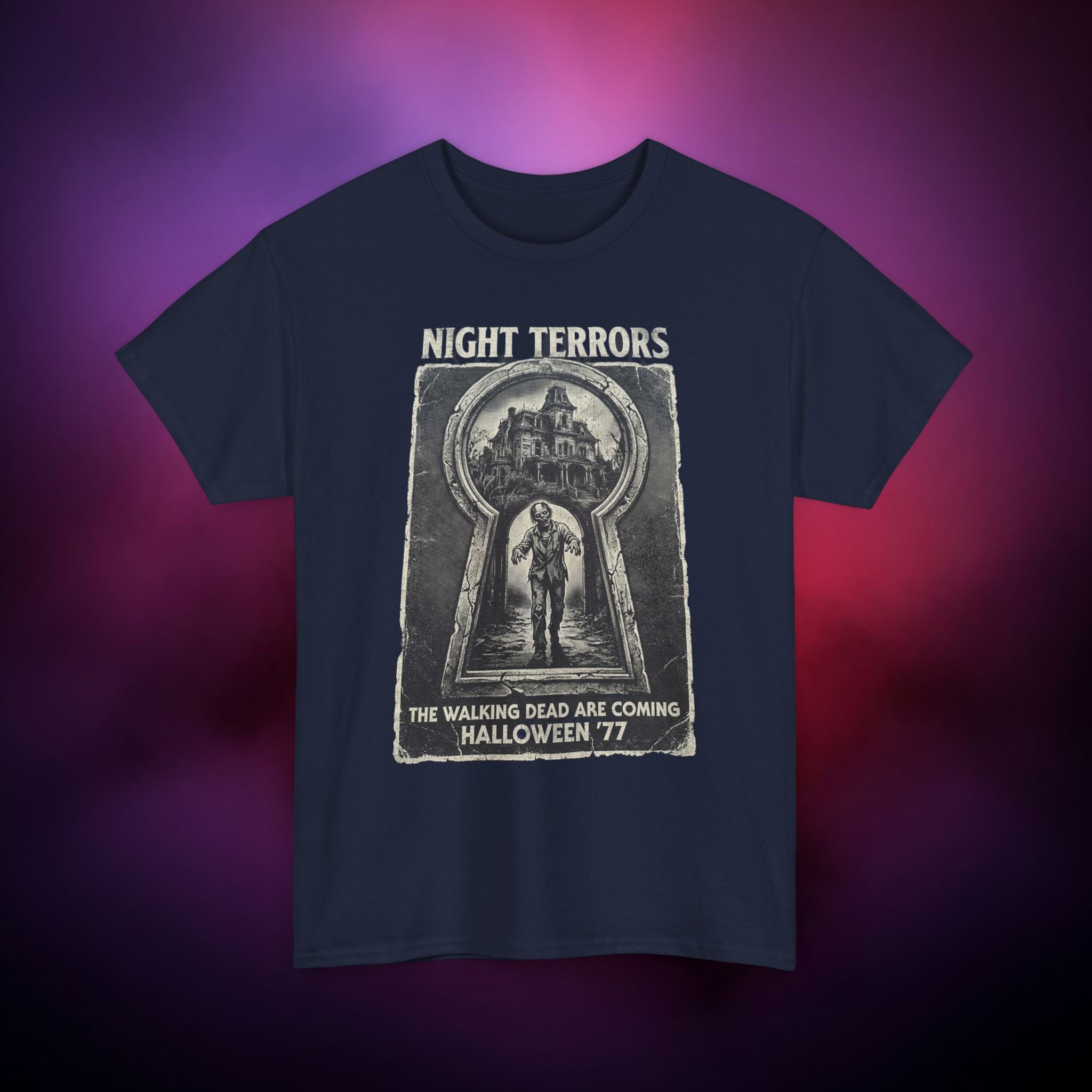 Night Terrors Horror T‑Shirt – Vintage Zombie Apocalypse | Halloween ’77