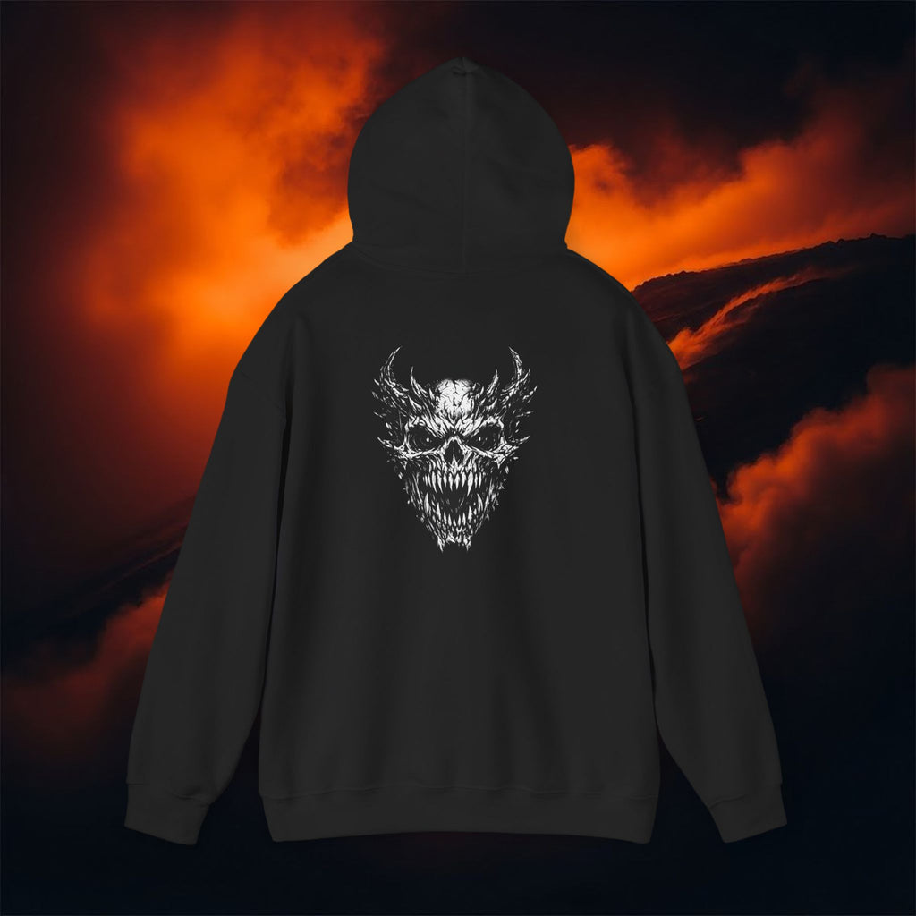 Demon Nightmare Hoodie – Gothic Horror Pullover with Back Print | Dark Outcast Streetwear | Skull & Demon Graphic Hoodie