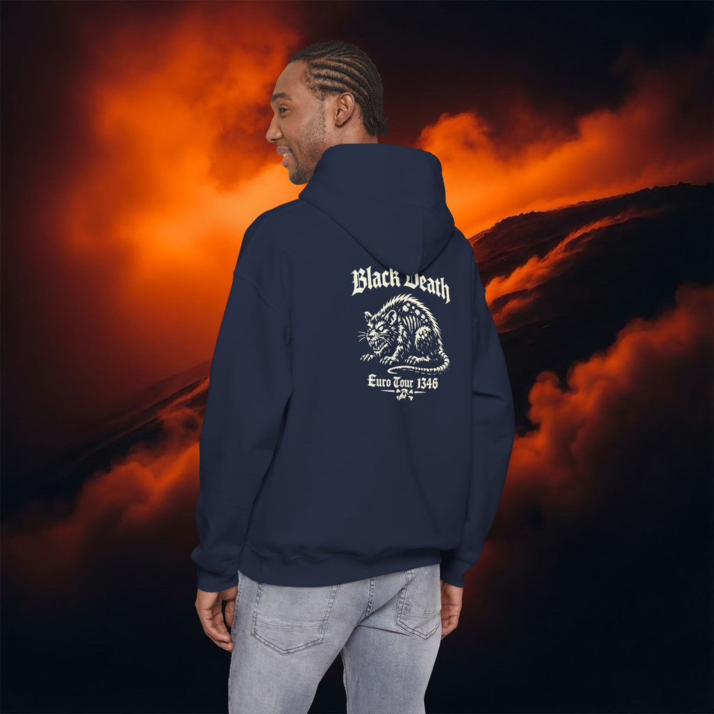 Black Death Plague Hoodie – Gothic Horror Rat Design | Medieval Euro Tour 1346 Sweatshirt | Dark Aesthetic Streetwear