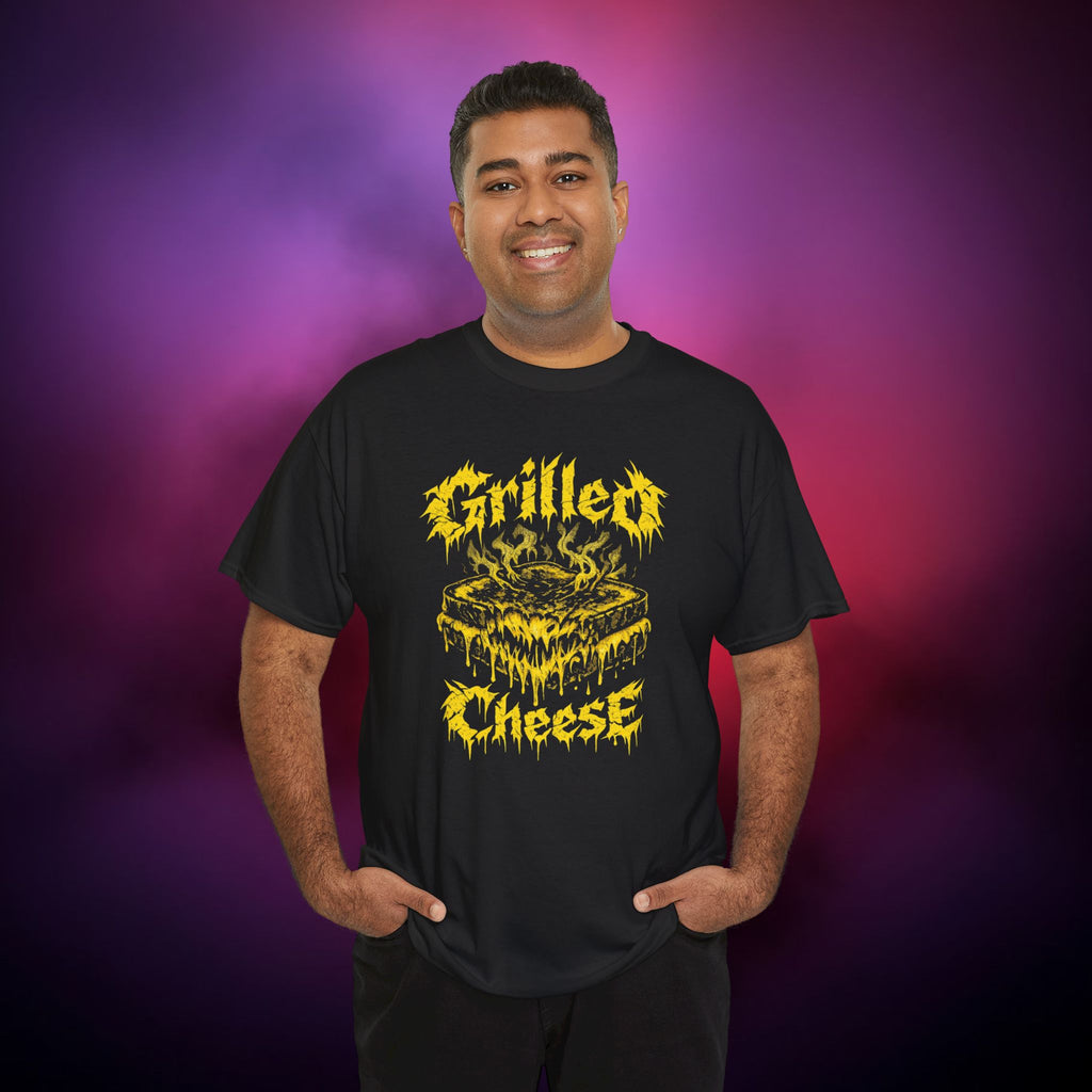 Grilled Cheese Horror T-Shirt – “Griller Cheese” Dark Humor Tee | Melting Gothic Food Parody Shirt | Funny Creepy Graphic Tee