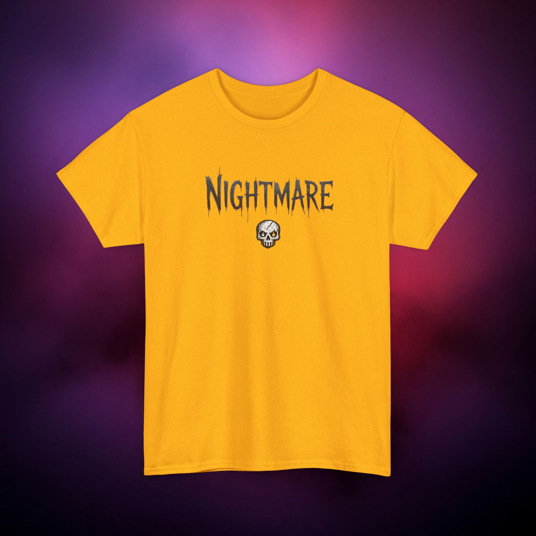 Nightmare Skull T-Shirt – Minimalist Horror Graphic Tee | Gothic Text Dark Aesthetic Shirt | Spooky Halloween Horror Tee