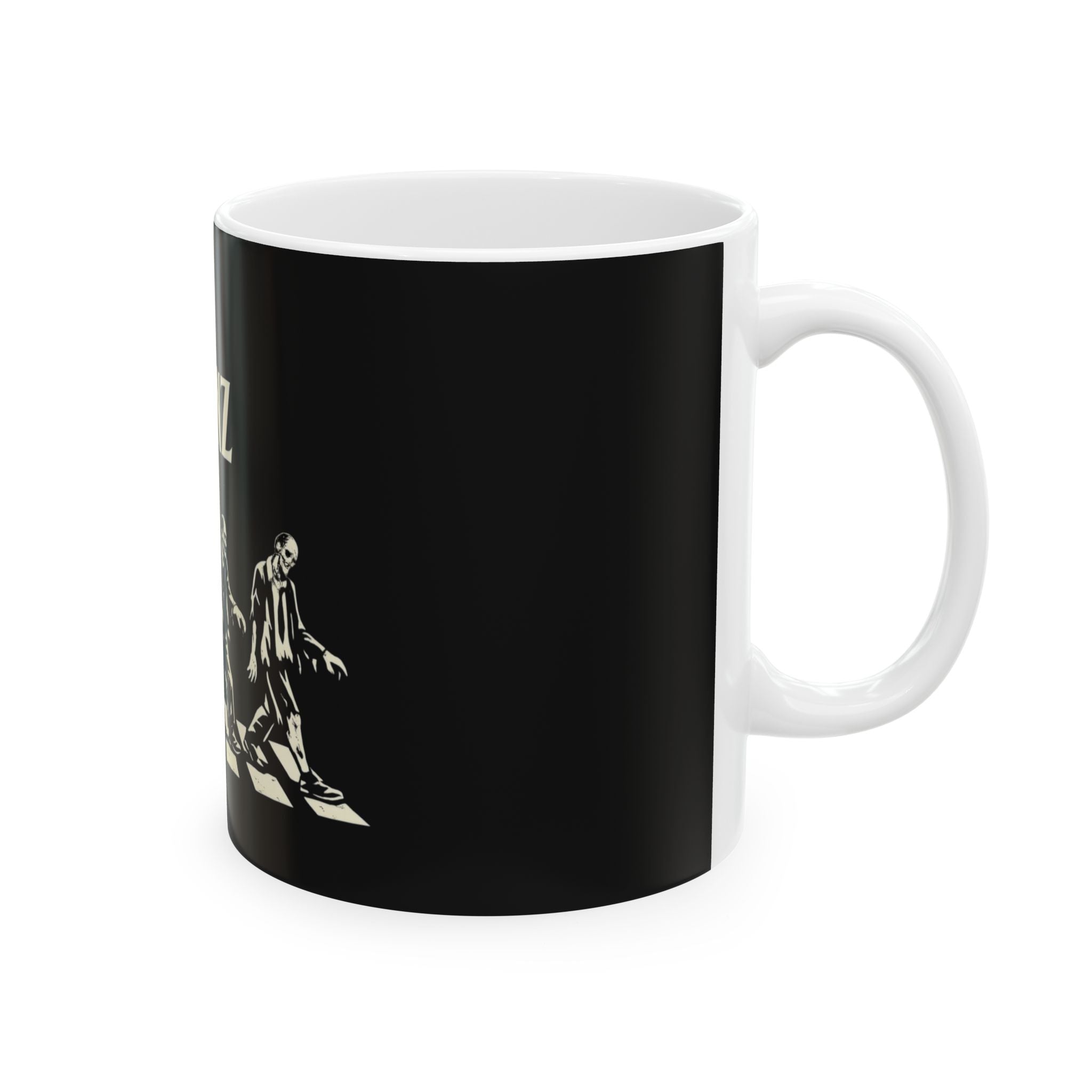 Brainz Zombie Crossing Ceramic Mug — Funny Halloween Coffee Cup (11oz)
