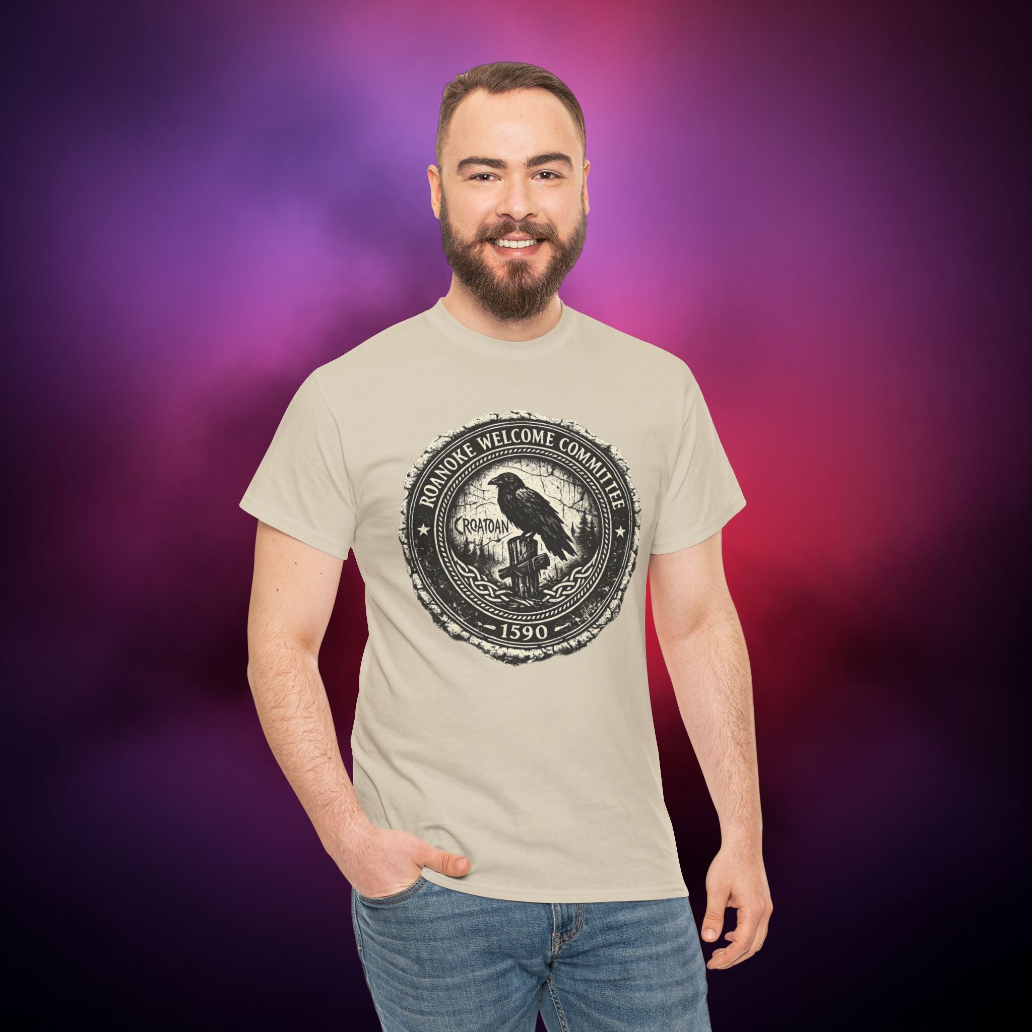 Roanoke “Croatoan” Crow T-Shirt – Lost Colony 1590 Vintage Horror Tee | Gothic Mystery Shirt | Dark History Graphic Tee
