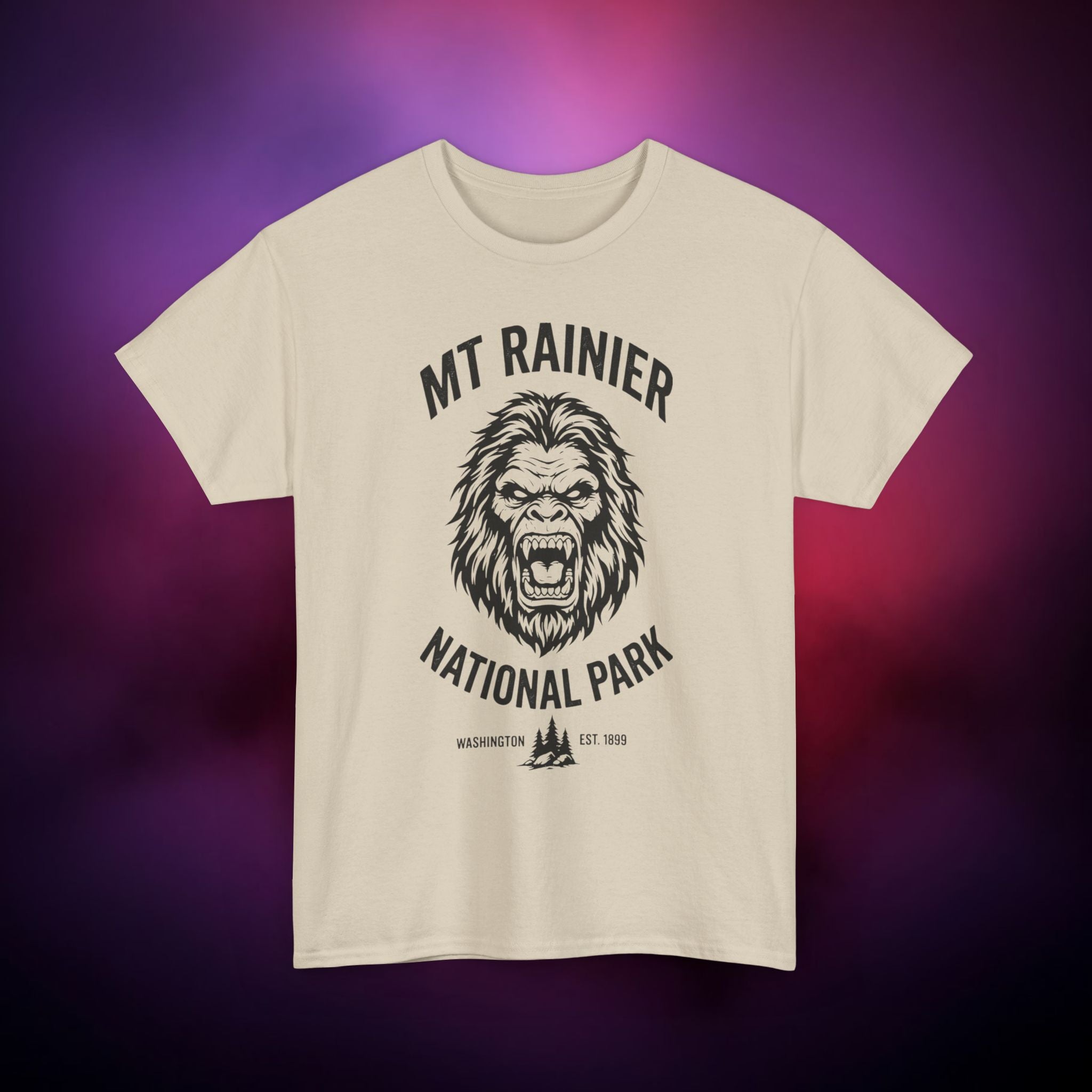 Bigfoot Mount Rainier T‑Shirt – Pacific Northwest Cryptid | Vintage National Park Style