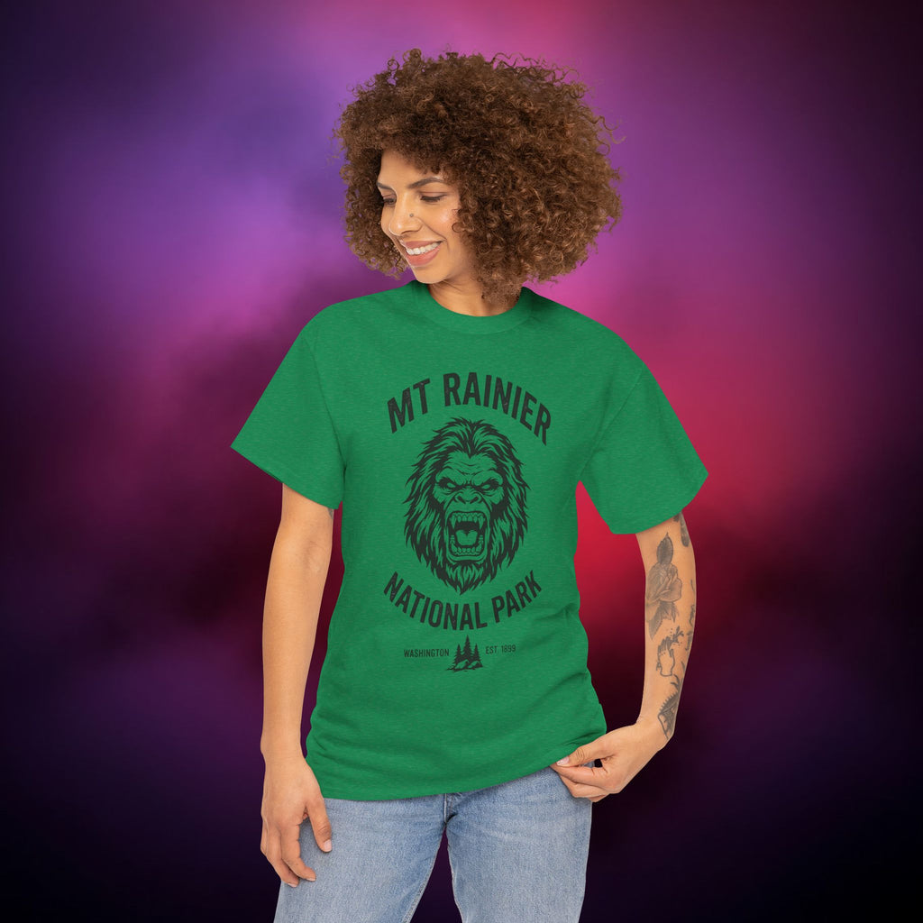 Bigfoot Mount Rainier T‑Shirt – Pacific Northwest Cryptid | Vintage National Park Style