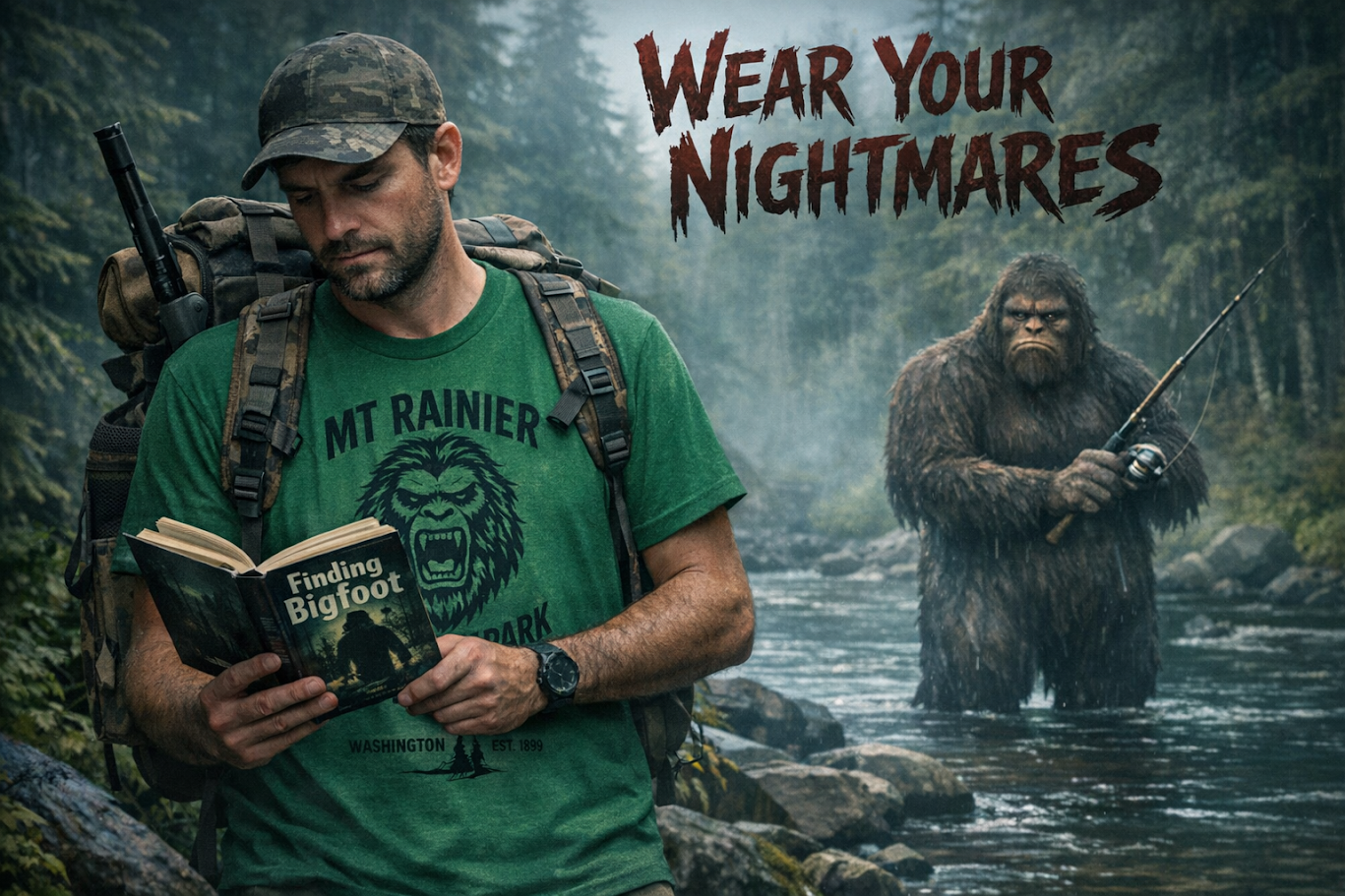 Bigfoot Mount Rainier T‑Shirt – Pacific Northwest Cryptid | Vintage National Park Style