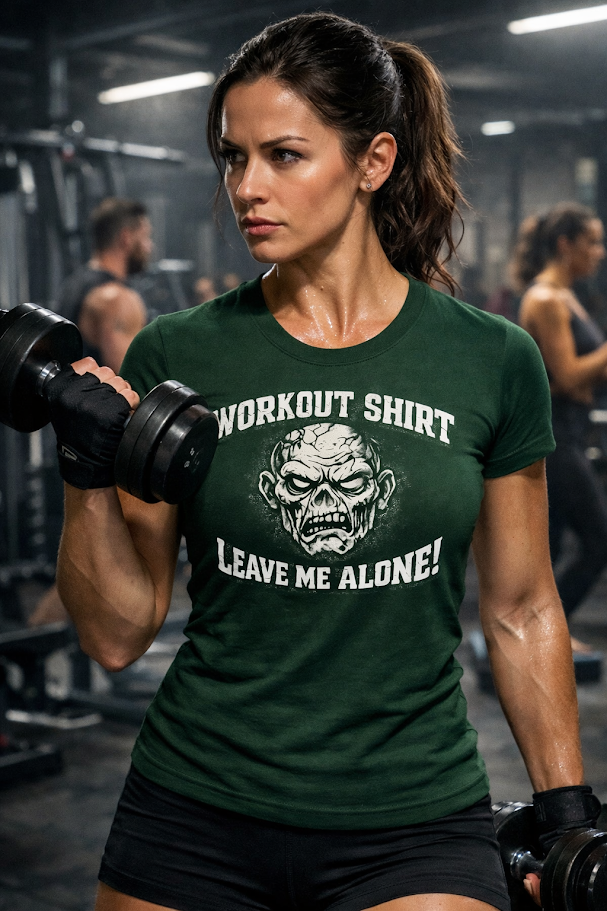 Funny Horror Workout Shirt – Zombie Gym T-Shirt “Leave Me Alone” Gothic Fitness Tee | Spooky Gym Humor Shirt