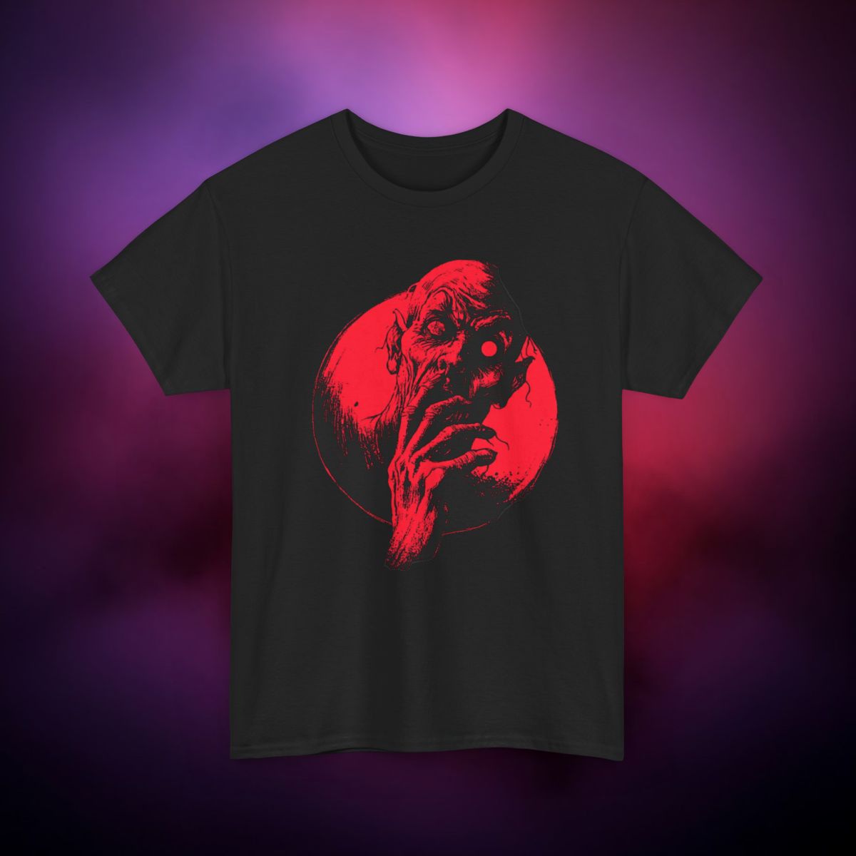 Crimson Nosferatu Horror T‑Shirt – Vampire Myth Night Stalker Design