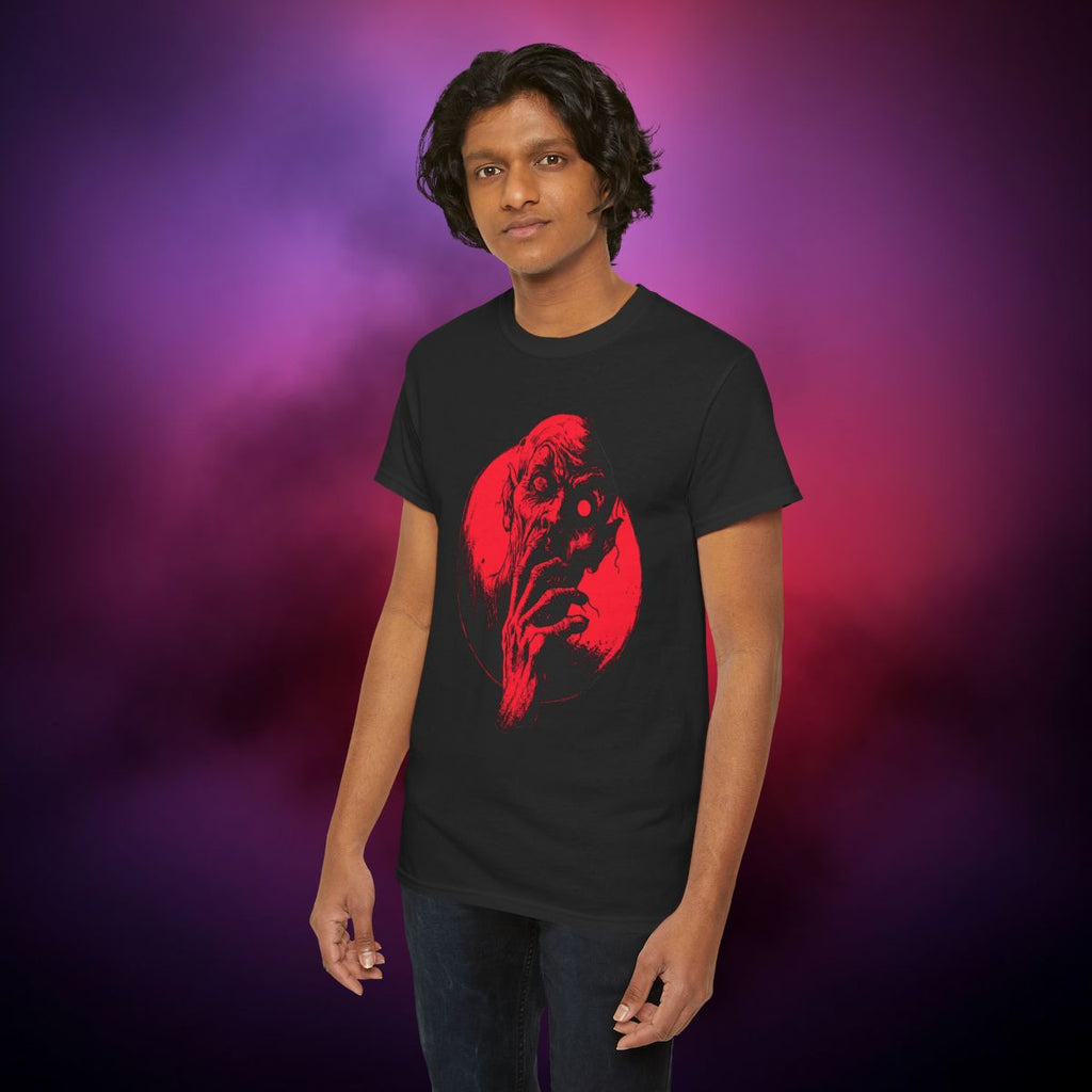 Crimson Nosferatu Horror T‑Shirt – Vampire Myth Night Stalker Design