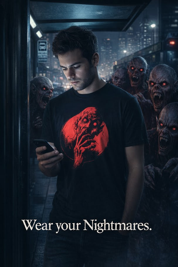 Crimson Nosferatu Horror T‑Shirt – Vampire Myth Night Stalker Design