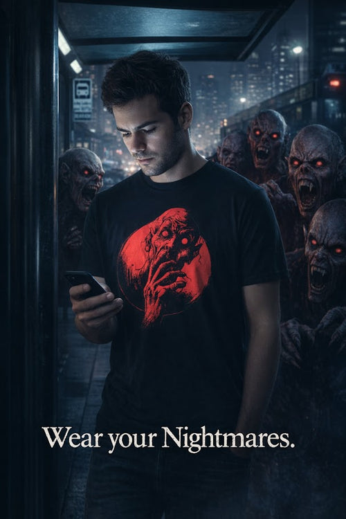 Crimson Nosferatu Horror T‑Shirt – Vampire Myth Night Stalker Design