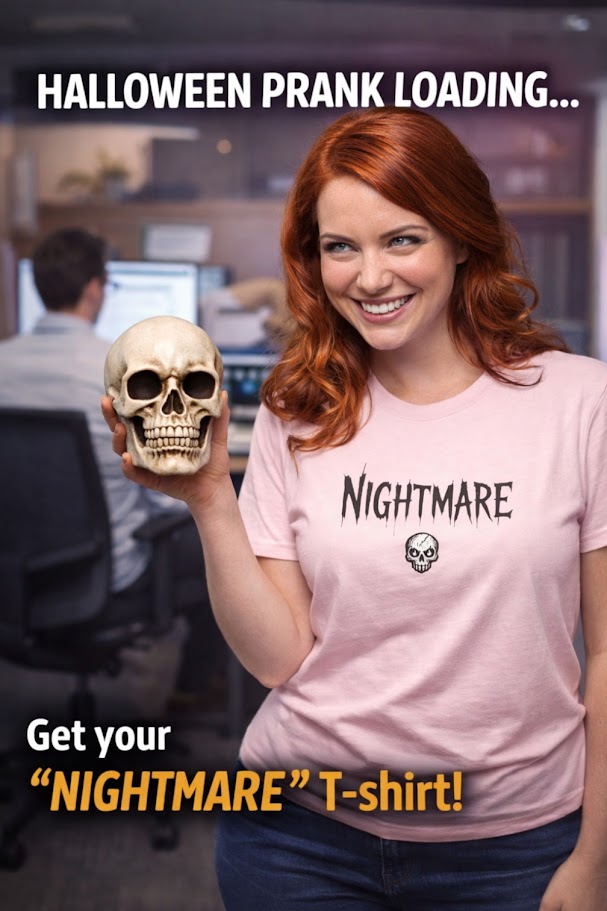 Nightmare Skull T-Shirt – Minimalist Horror Graphic Tee | Gothic Text Dark Aesthetic Shirt | Spooky Halloween Horror Tee